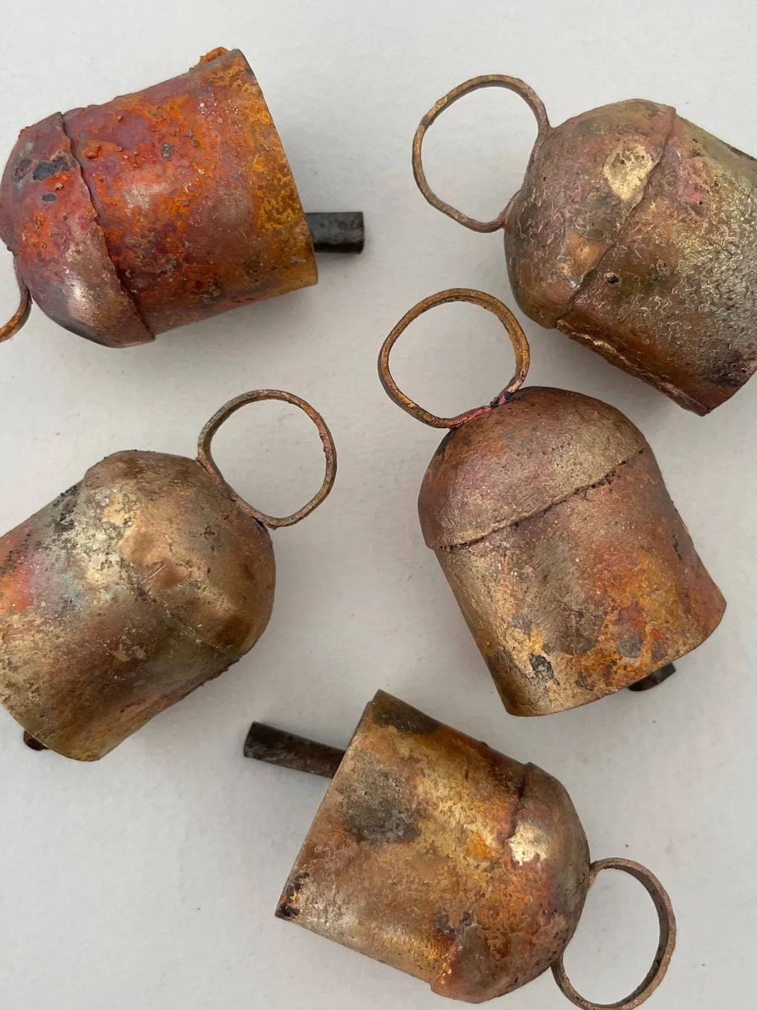 1 3/4" Rustic Little Rounded Top Tin Brass Finish Bell - Image 5