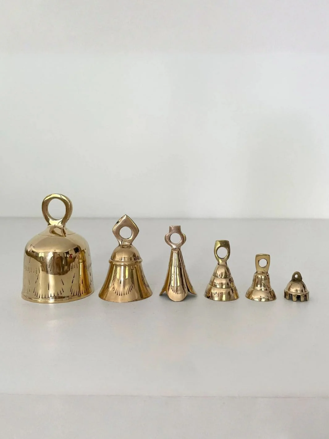 2 1/2" Brass Flared And Tulip Bells w/ Metal Striker - Image 4