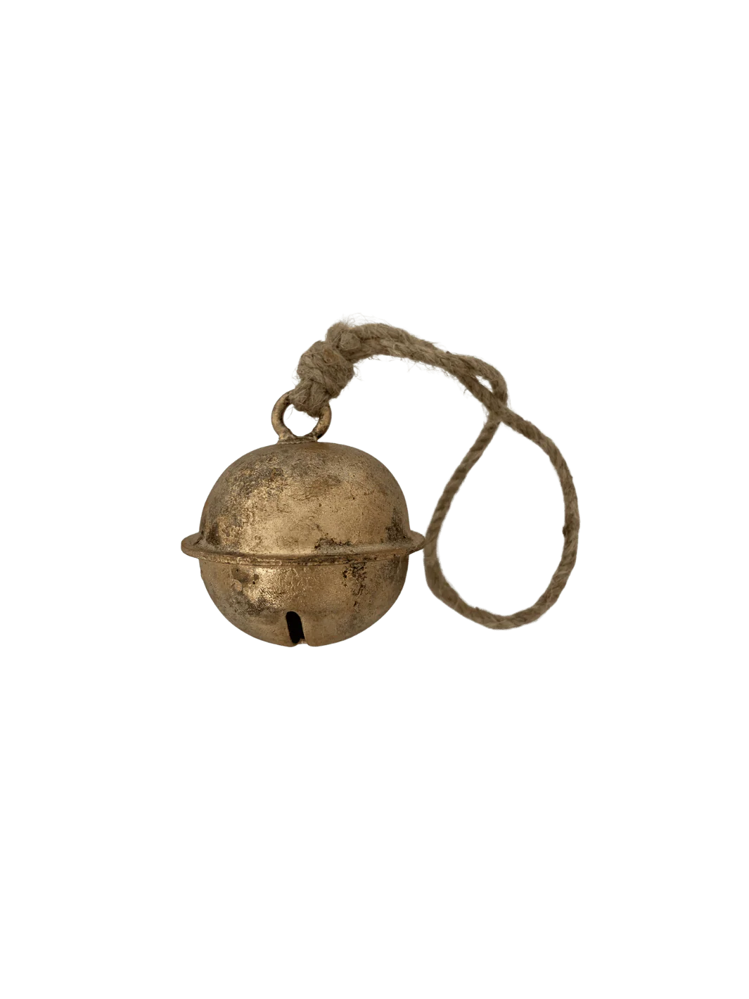 2 1/2" Cross-Cut Sleigh Jingle Brass Finish Bell Jute Hanger