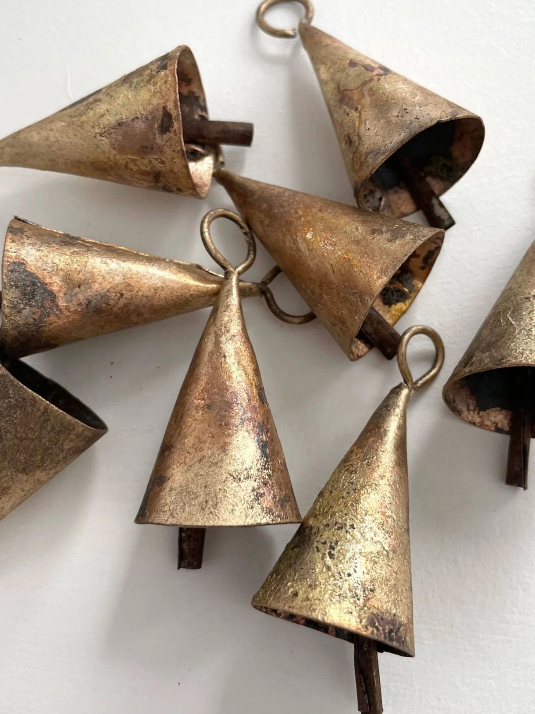 2 1/4" Rustic Cone Shape Tin Brass Finish Bell Metal Striker - Image 2