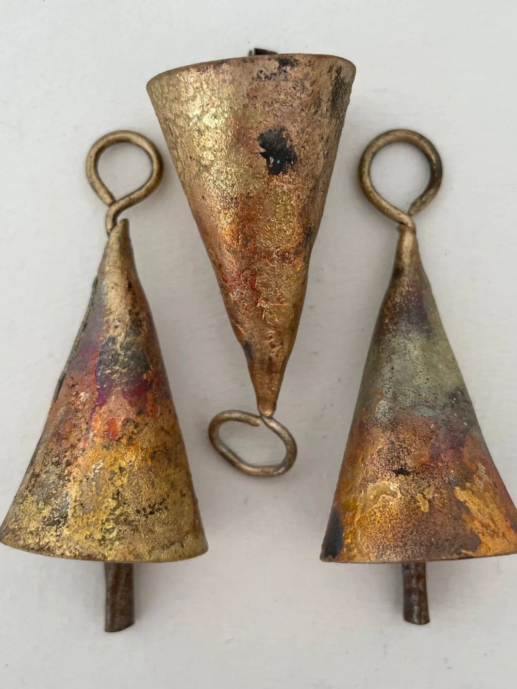 2 1/4" Rustic Cone Shape Tin Brass Finish Bell Metal Striker - Image 4