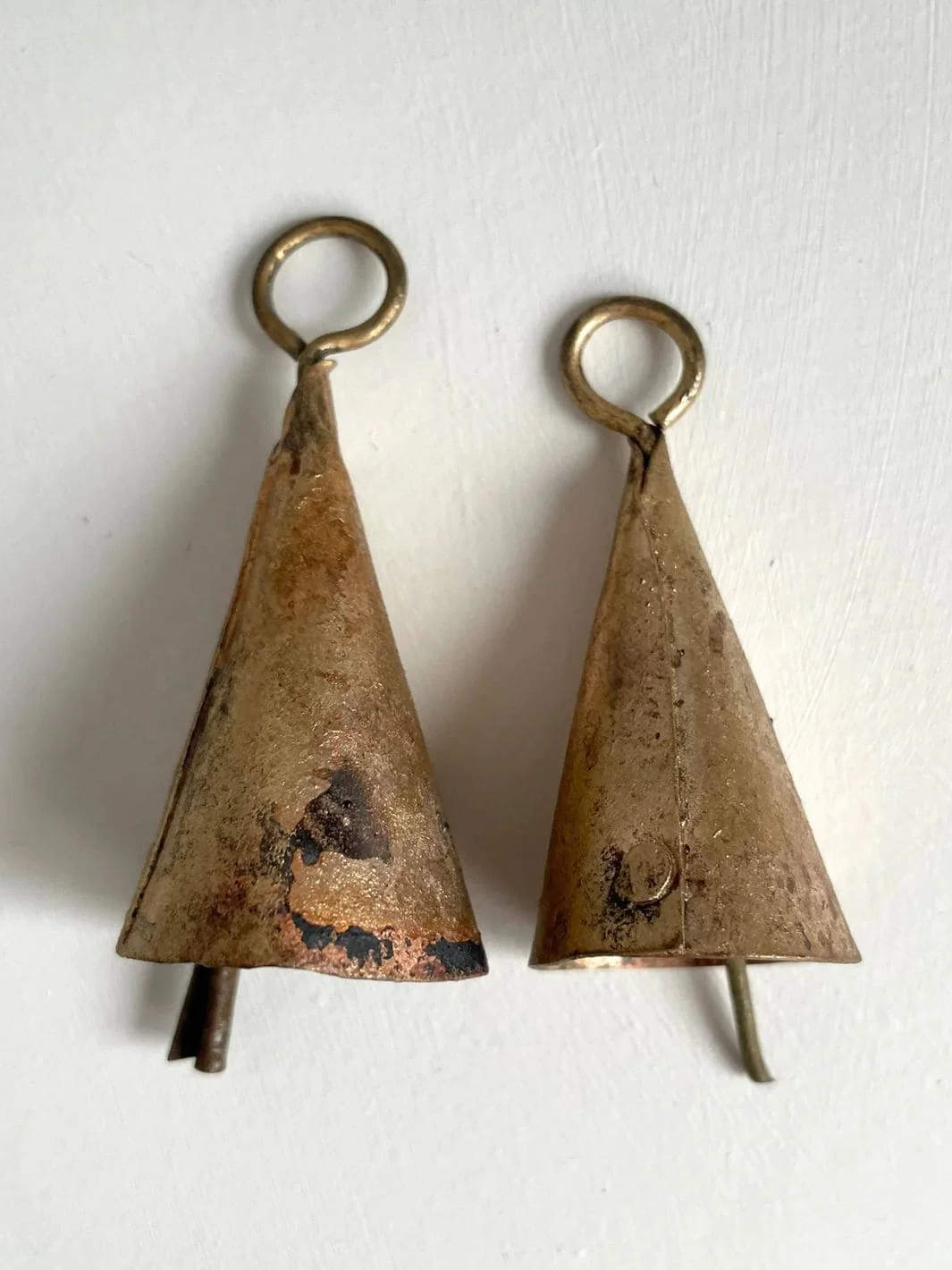2 1/4" Rustic Cone Shape Tin Brass Finish Bell Metal Striker - Image 5