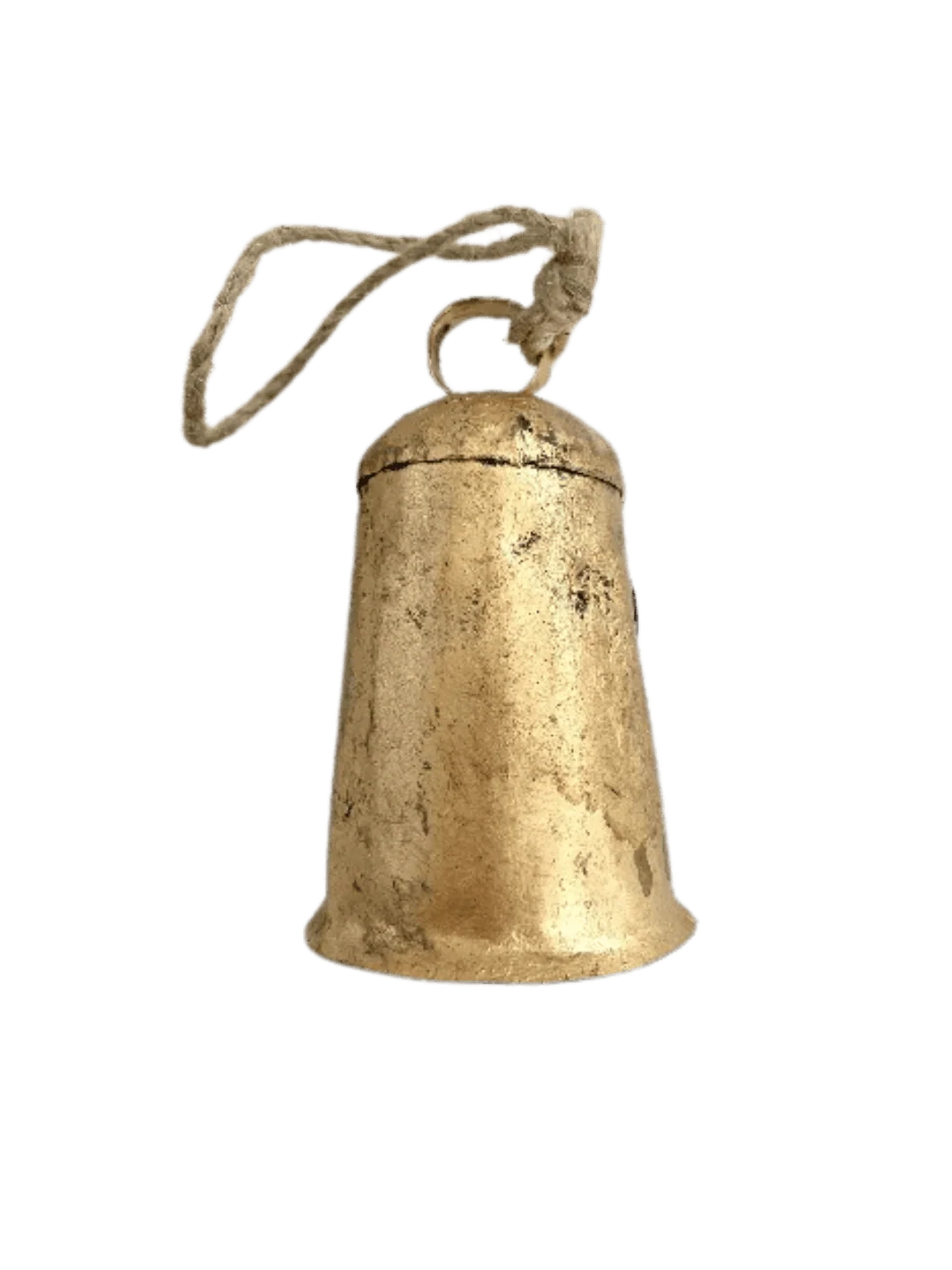 4" Flared Mermaid Brass Finish Bell Wood Striker Jute Hanger