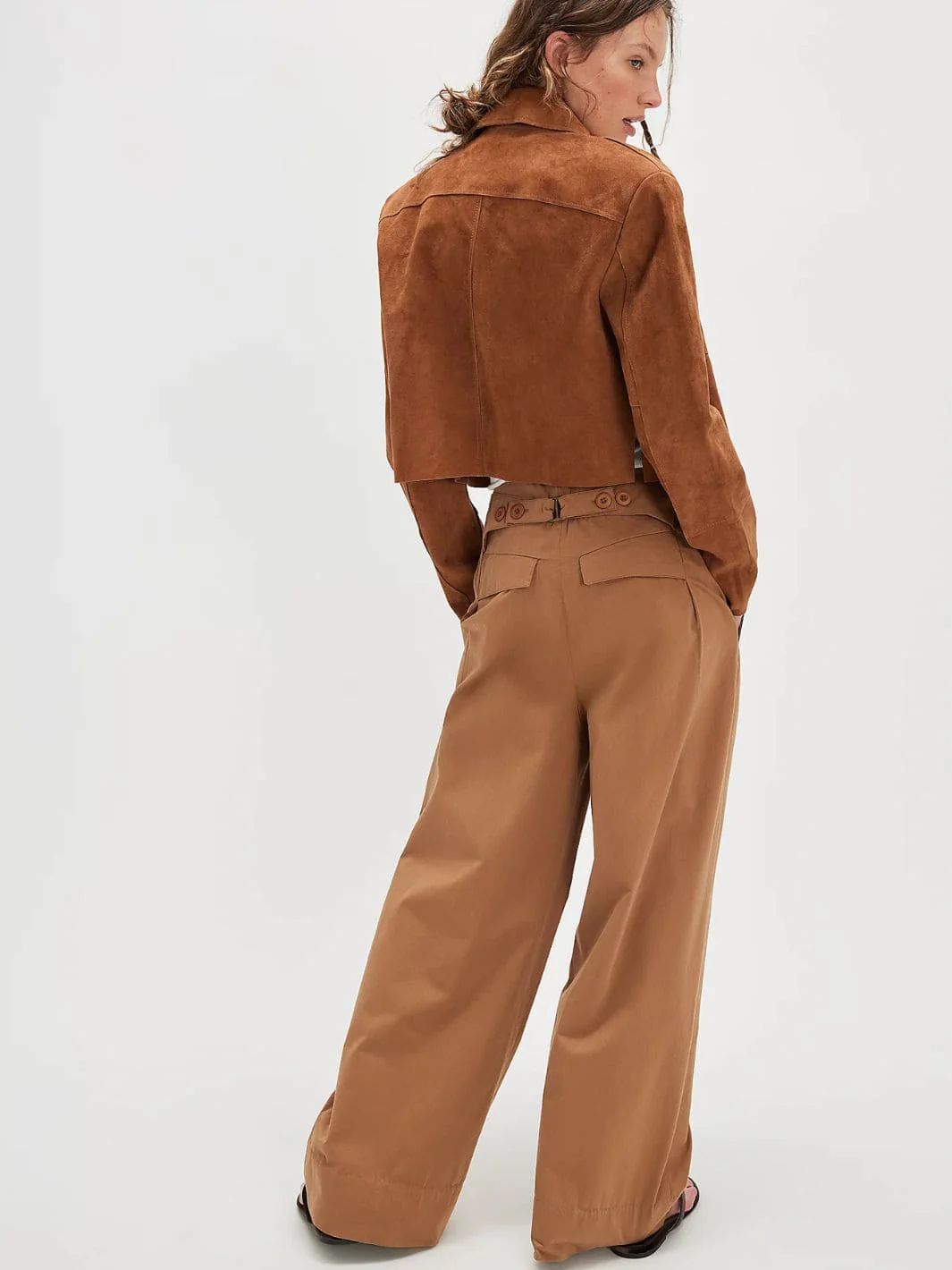 Buckle Back Trousers - Tobacco Combo - Image 7