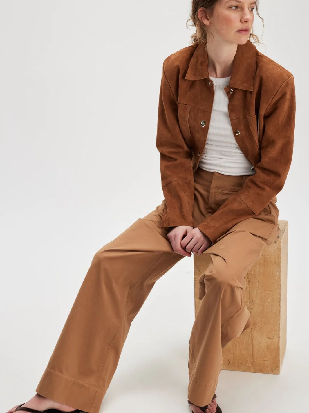 Buckle Back Trousers - Tobacco Combo - Image 9