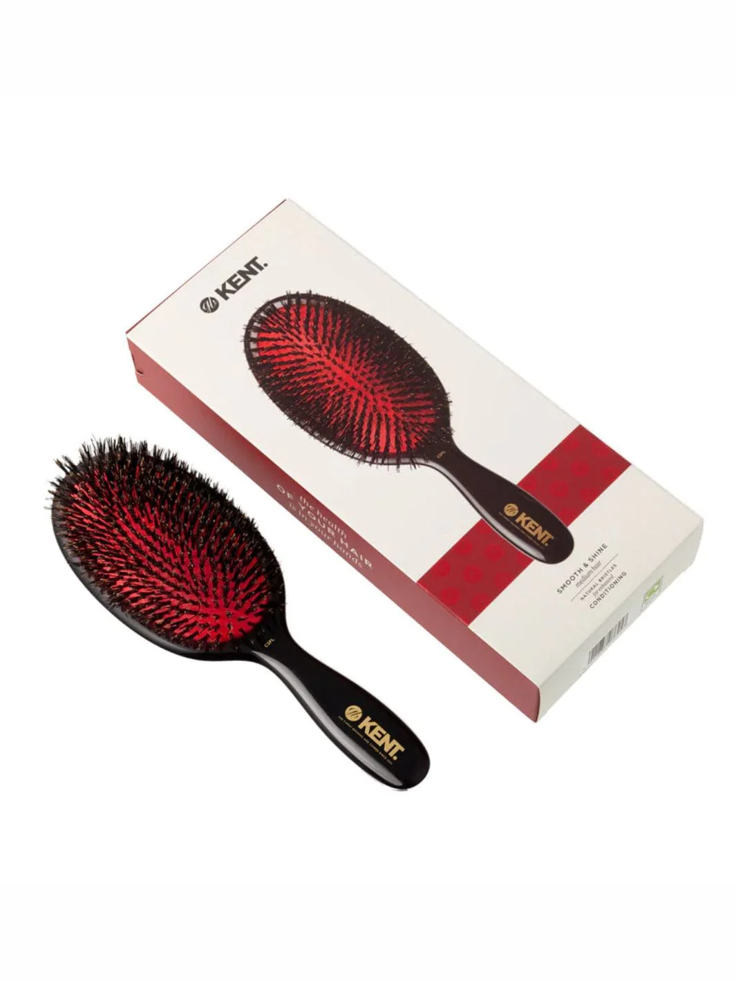 Classic Shine Large Pure Black Bristle Hairbrush - Image 2