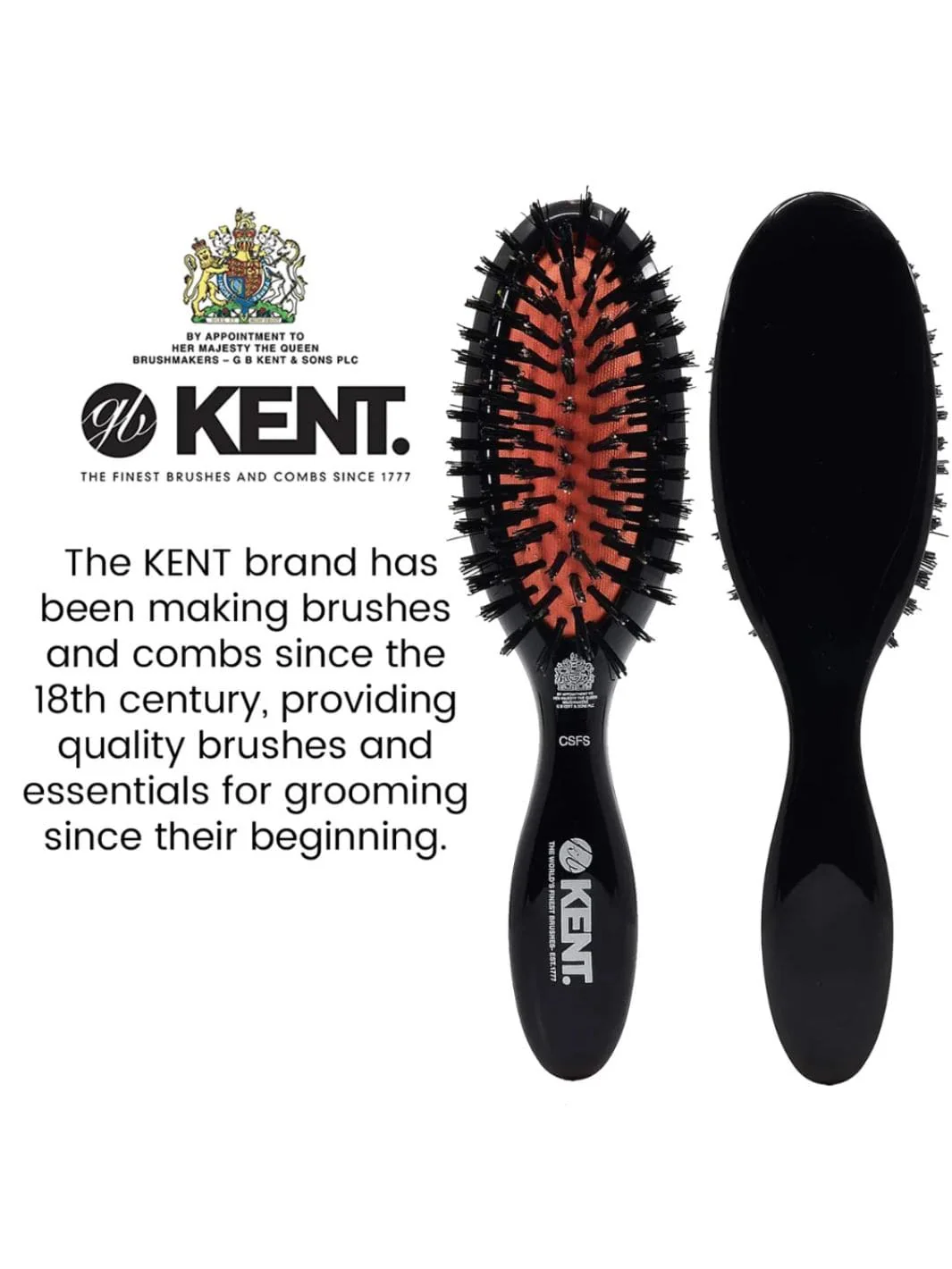 Classic Shine Small Pure Black Bristle Hairbrush - Image 2
