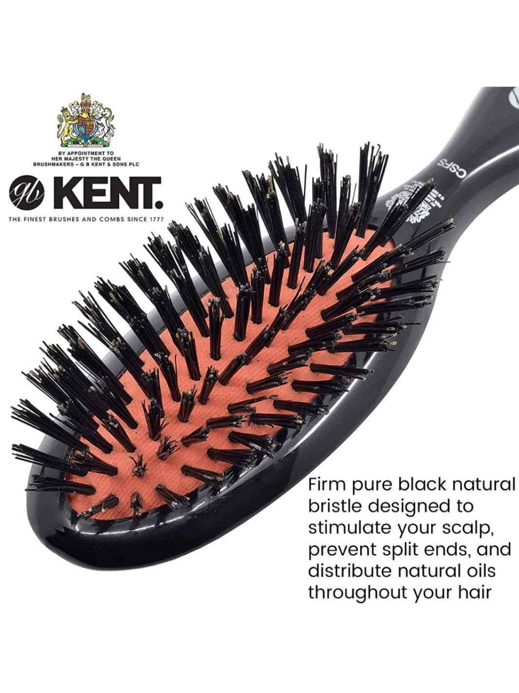 Classic Shine Small Pure Black Bristle Hairbrush - Image 3