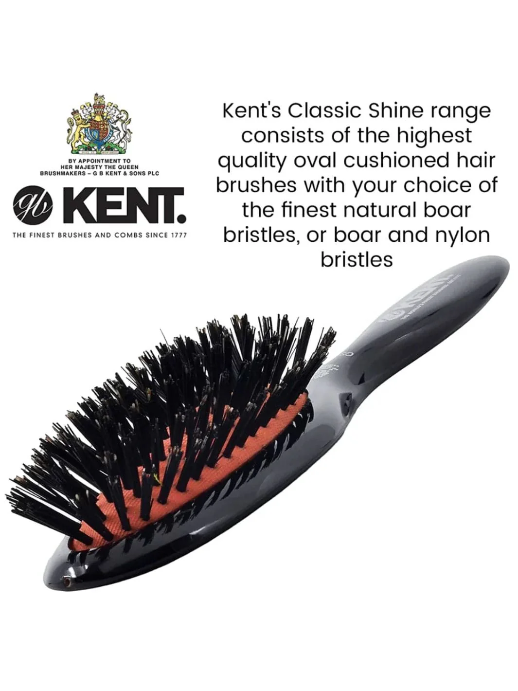 Classic Shine Small Pure Black Bristle Hairbrush - Image 4