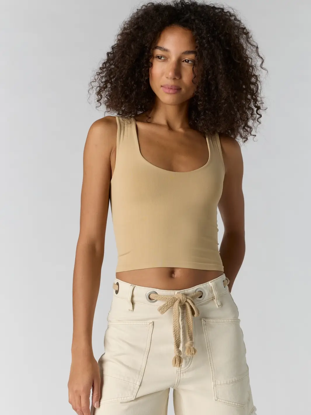 Clean Lines Muscle Cami - Oat Latte - Image 2
