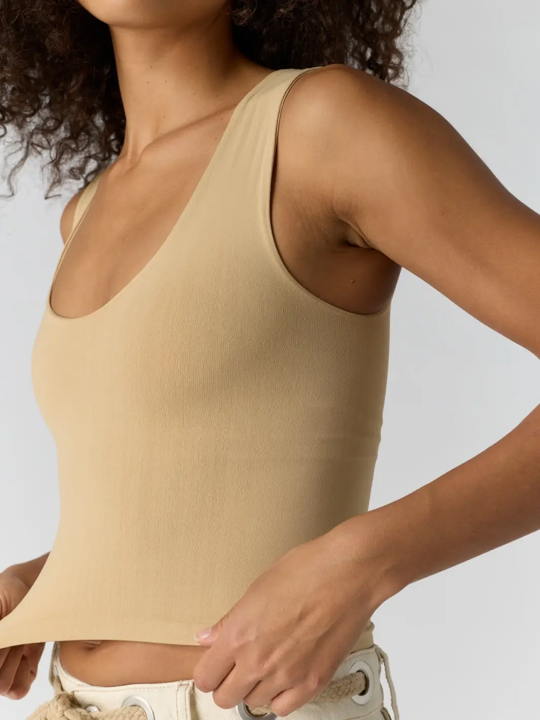 Clean Lines Muscle Cami - Oat Latte - Image 5