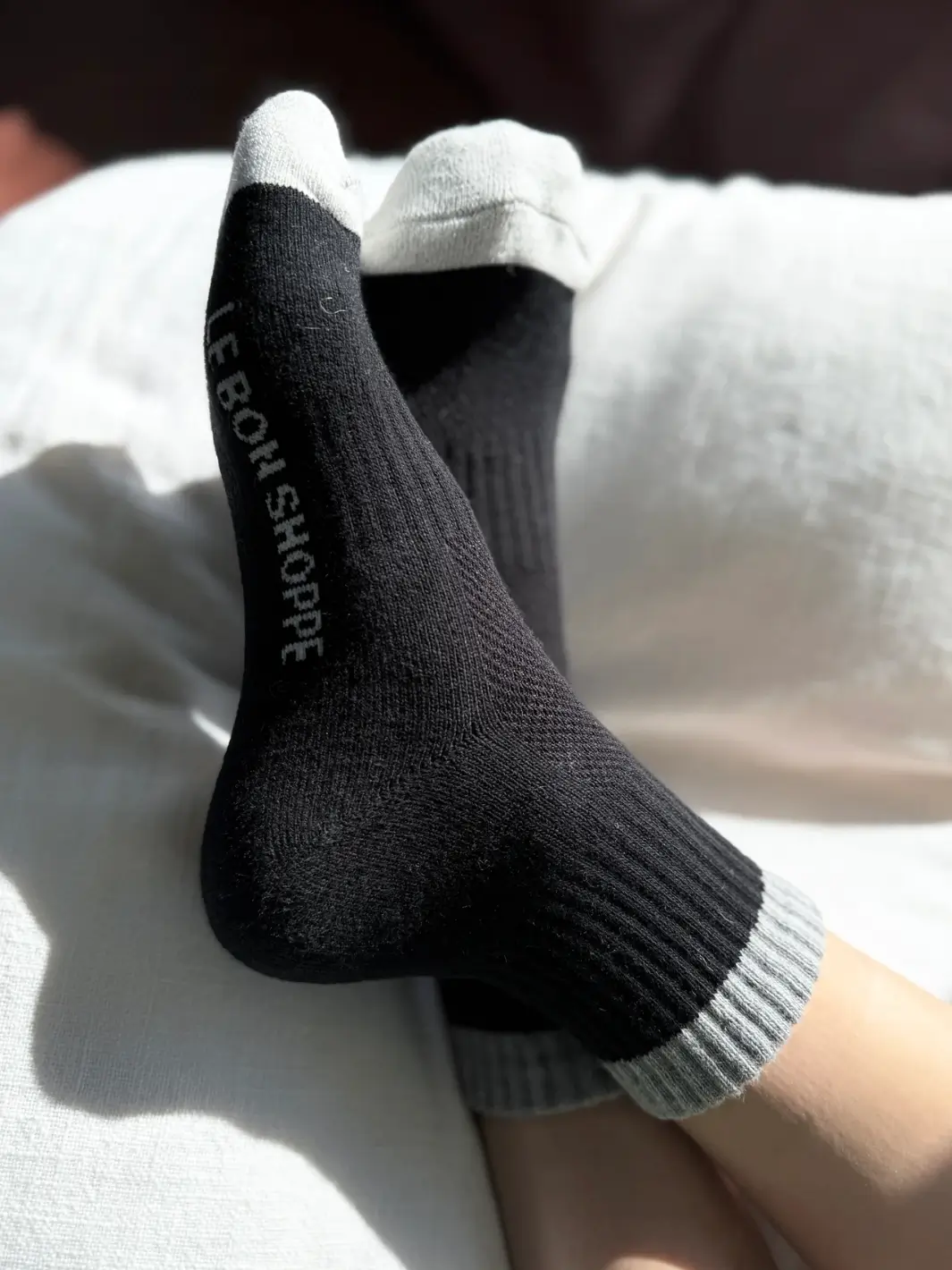 Color Block Girlfriend Socks - Black Grey - Image 3