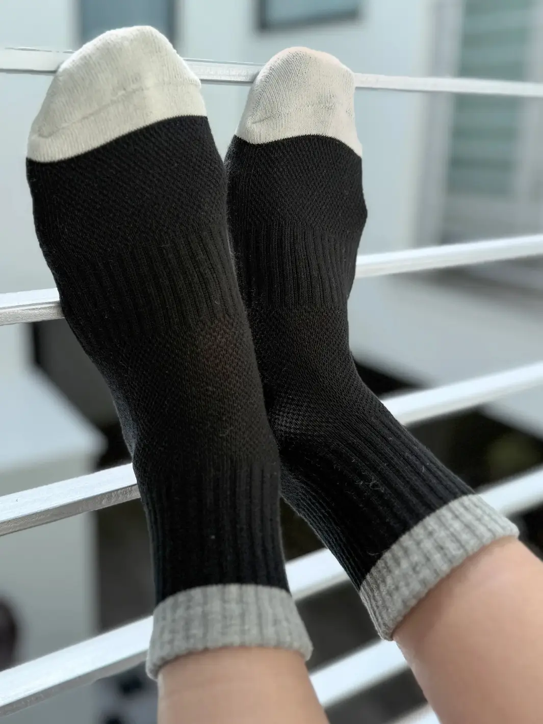 Color Block Girlfriend Socks - Black Grey - Image 2
