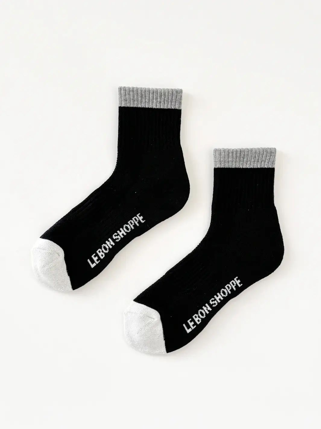 Color Block Girlfriend Socks - Black Grey - Image 5