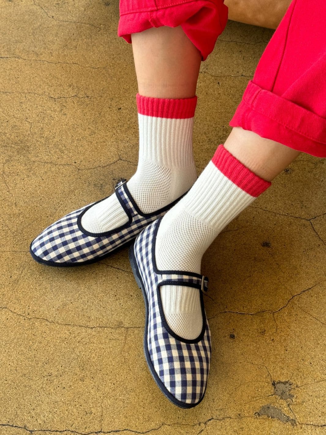Color Block Girlfriend Socks - Blue Red - Image 5