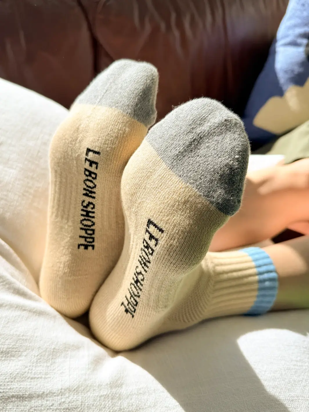 Color Block Girlfriend Socks - Yellow Blue - Image 3