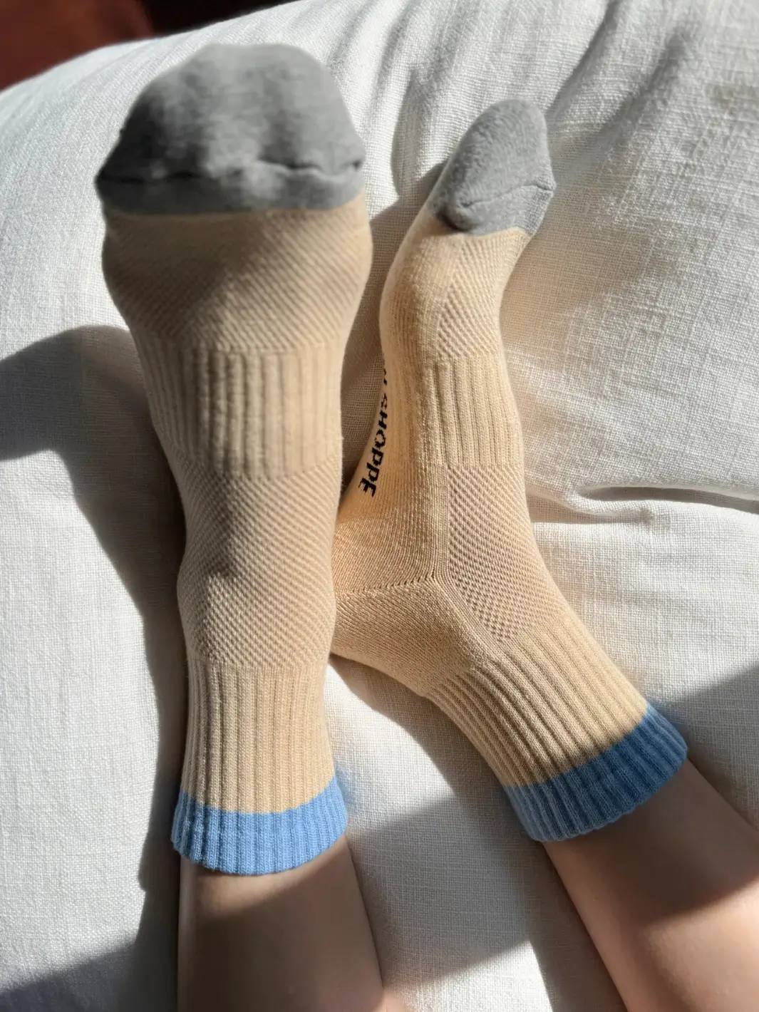 Color Block Girlfriend Socks - Yellow Blue - Image 4
