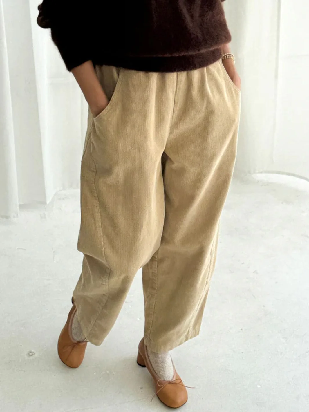 Corduroy Arc Pants - Khaki - Image 2