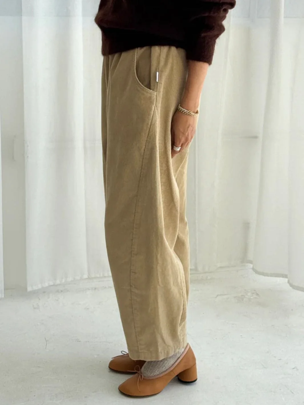 Corduroy Arc Pants - Khaki - Image 3