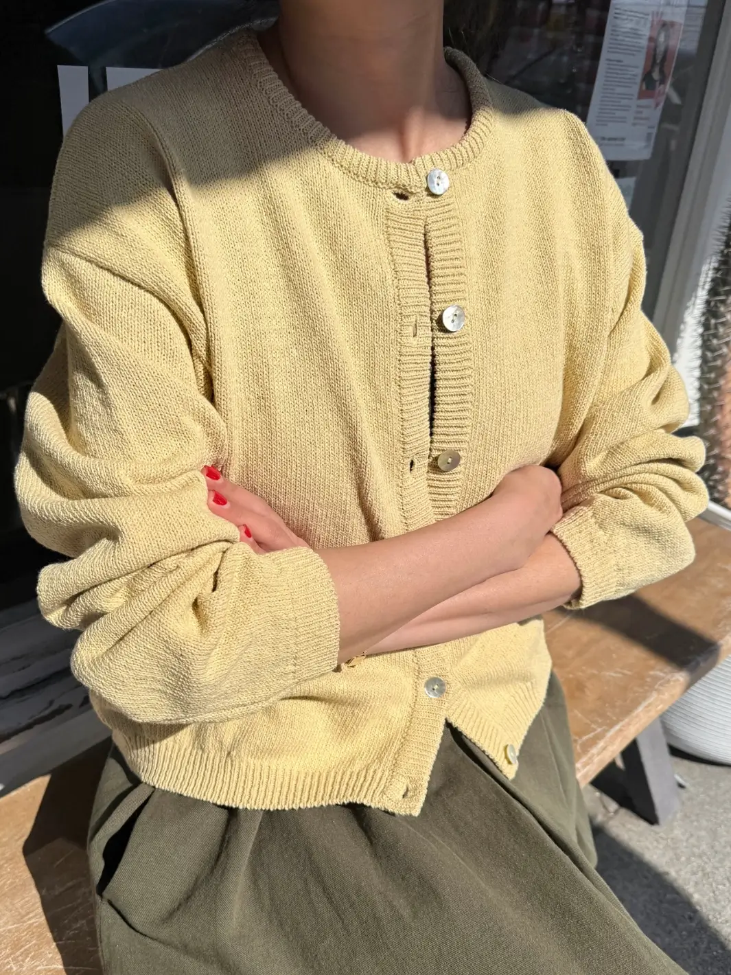 Cotton Leila Cardigan - Custard - Image 2