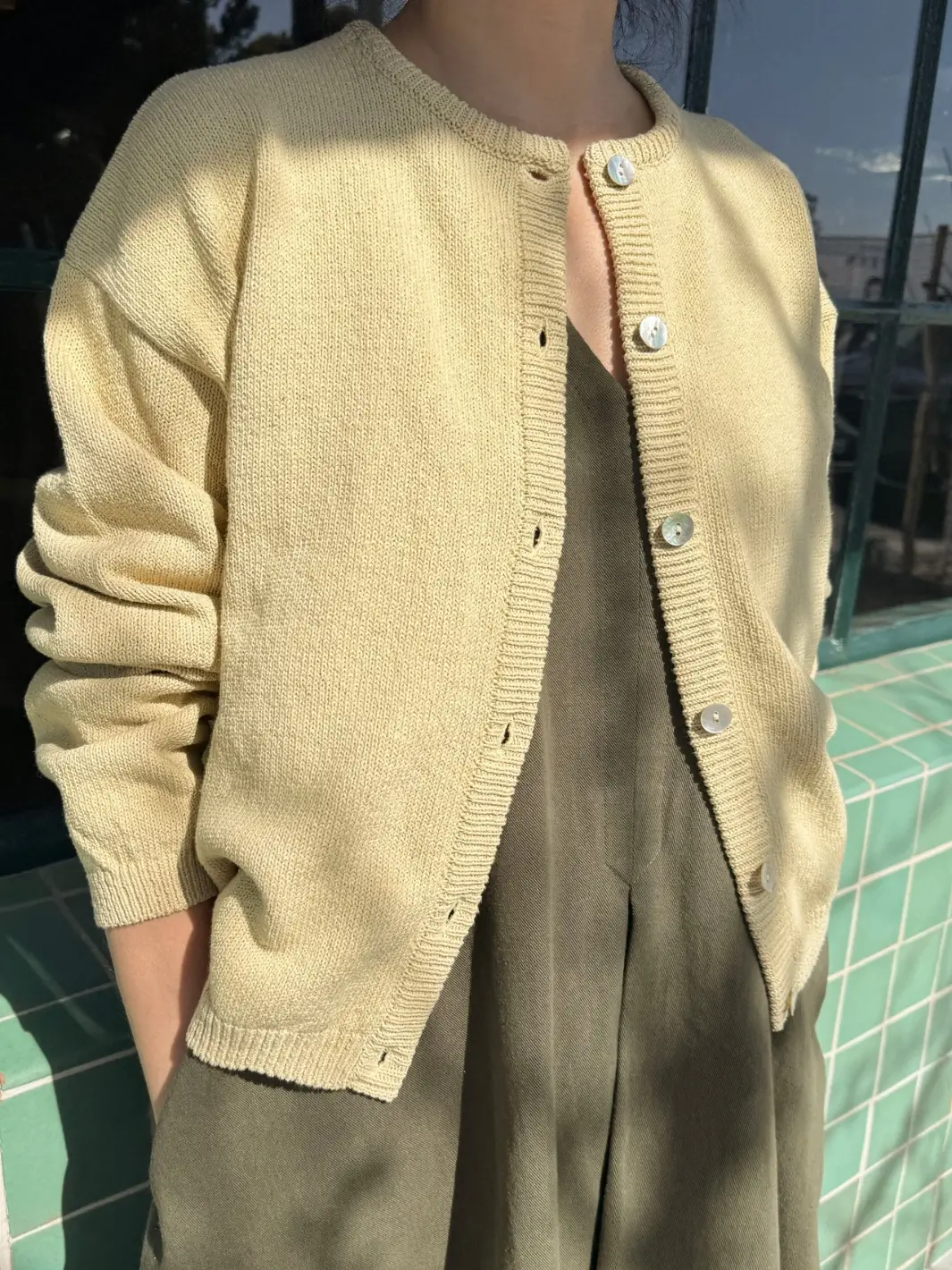 Cotton Leila Cardigan - Custard - Image 3