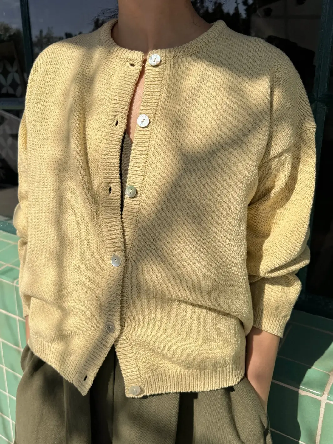 Cotton Leila Cardigan - Custard - Image 4