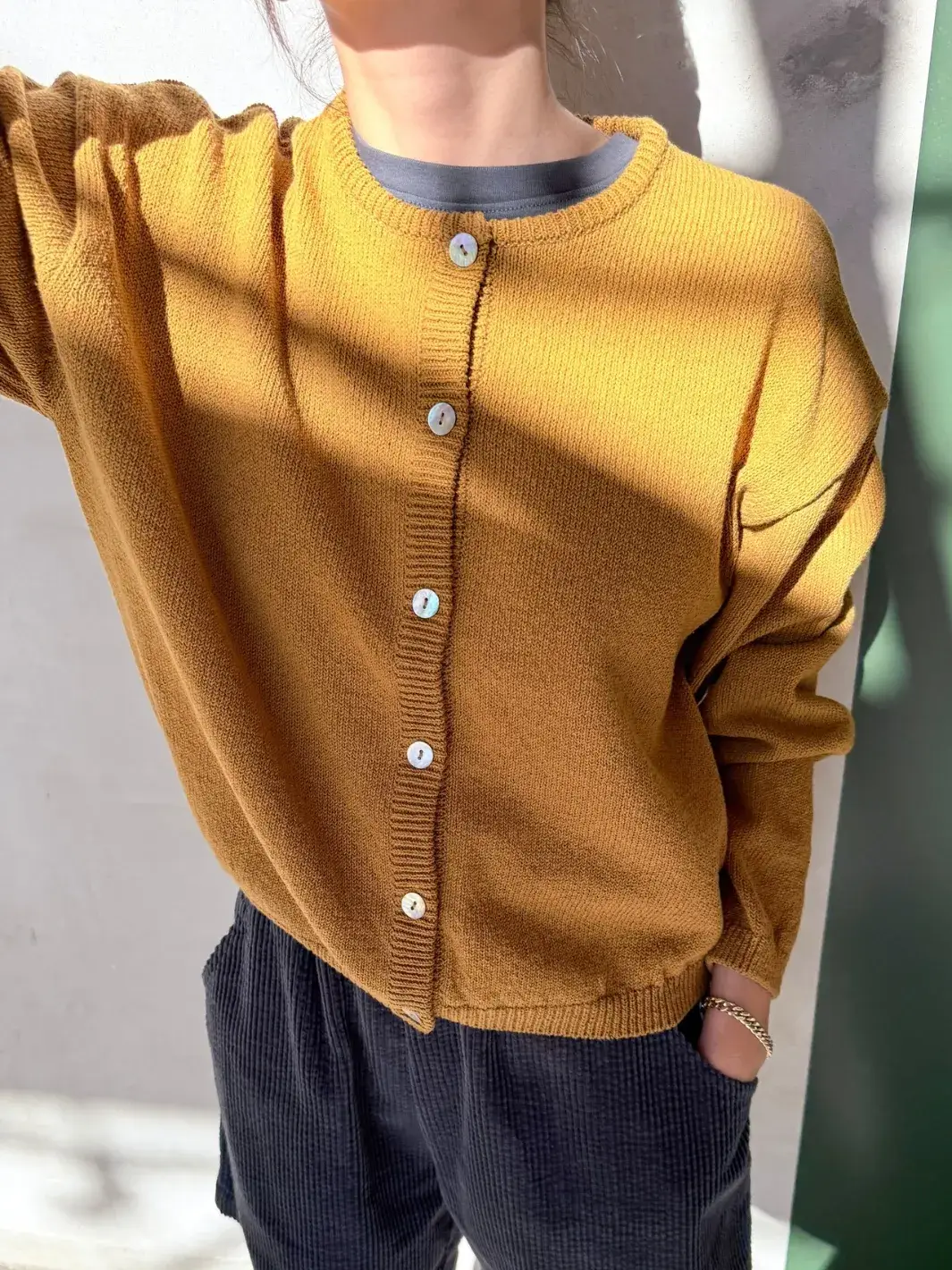 Cotton Leila Cardigan - Dijon - Image 3