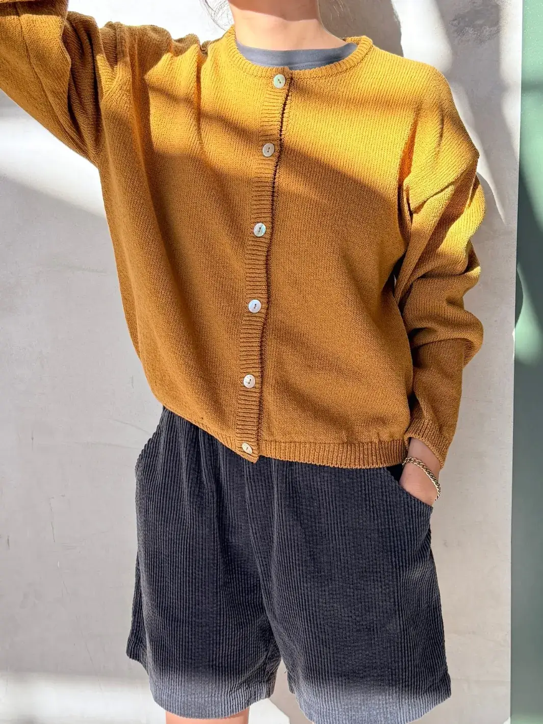 Cotton Leila Cardigan - Dijon - Image 4