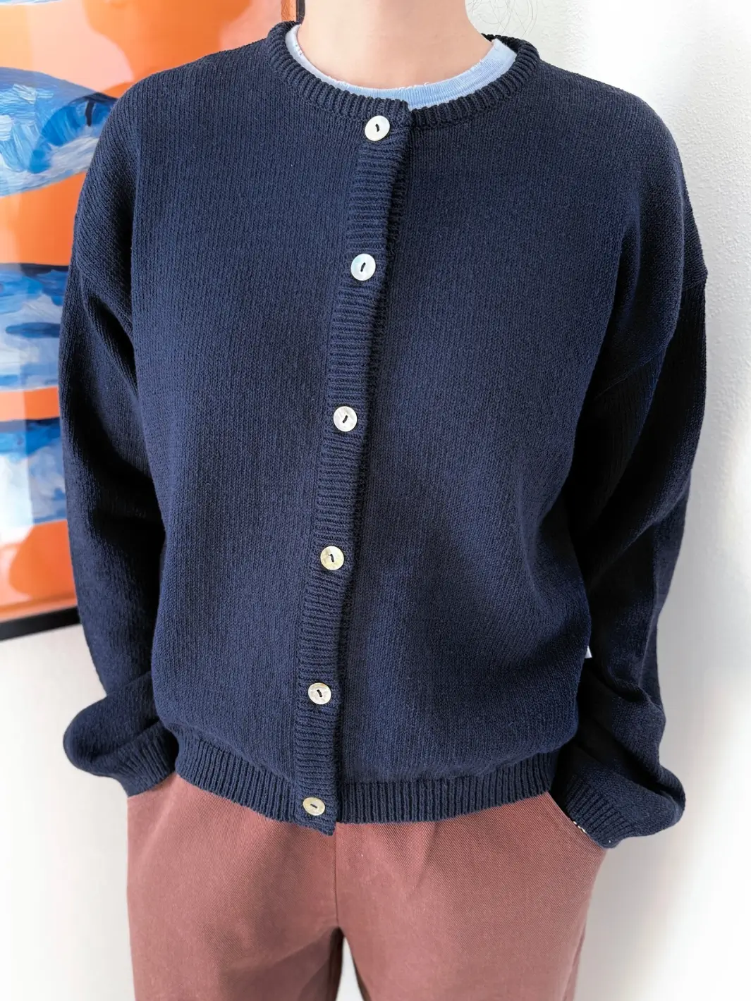 Cotton Leila Cardigan - Navy - Image 2