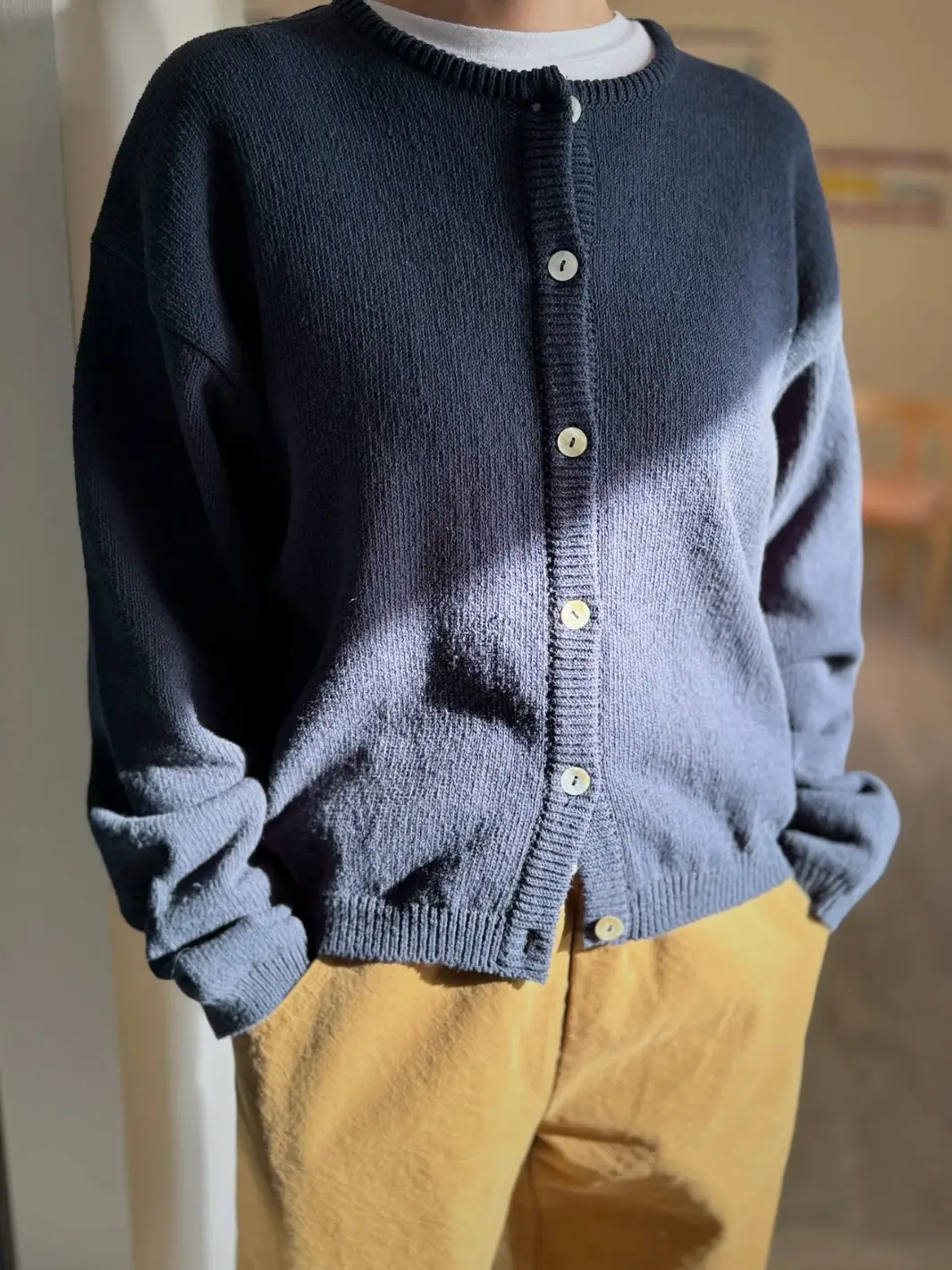 Cotton Leila Cardigan - Navy - Image 3