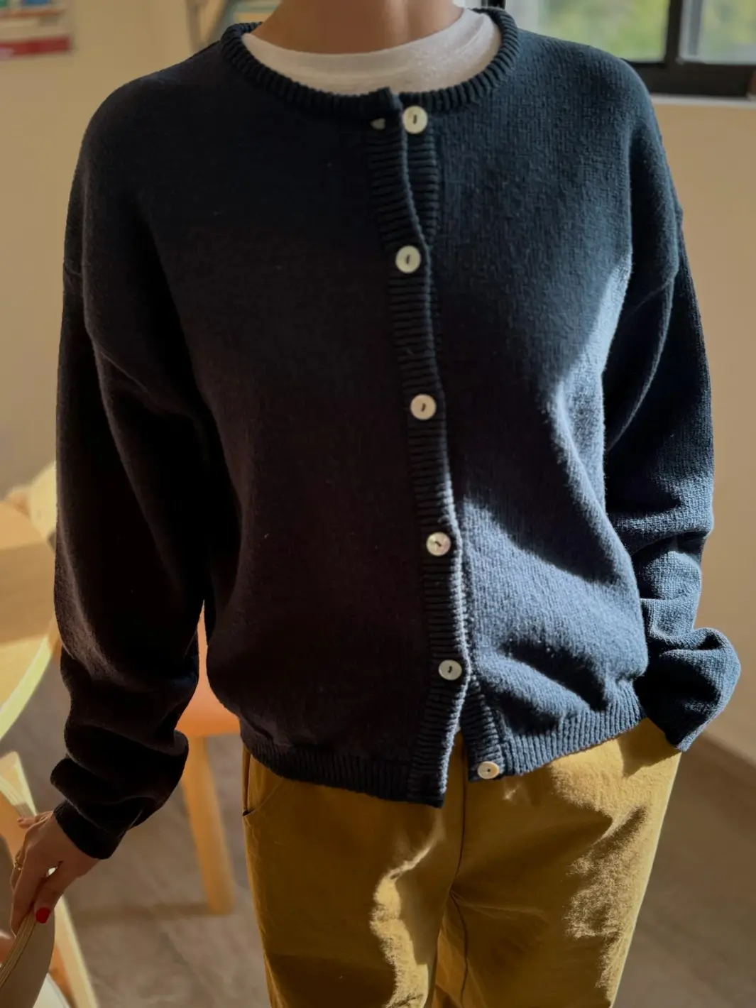 Cotton Leila Cardigan - Navy - Image 4