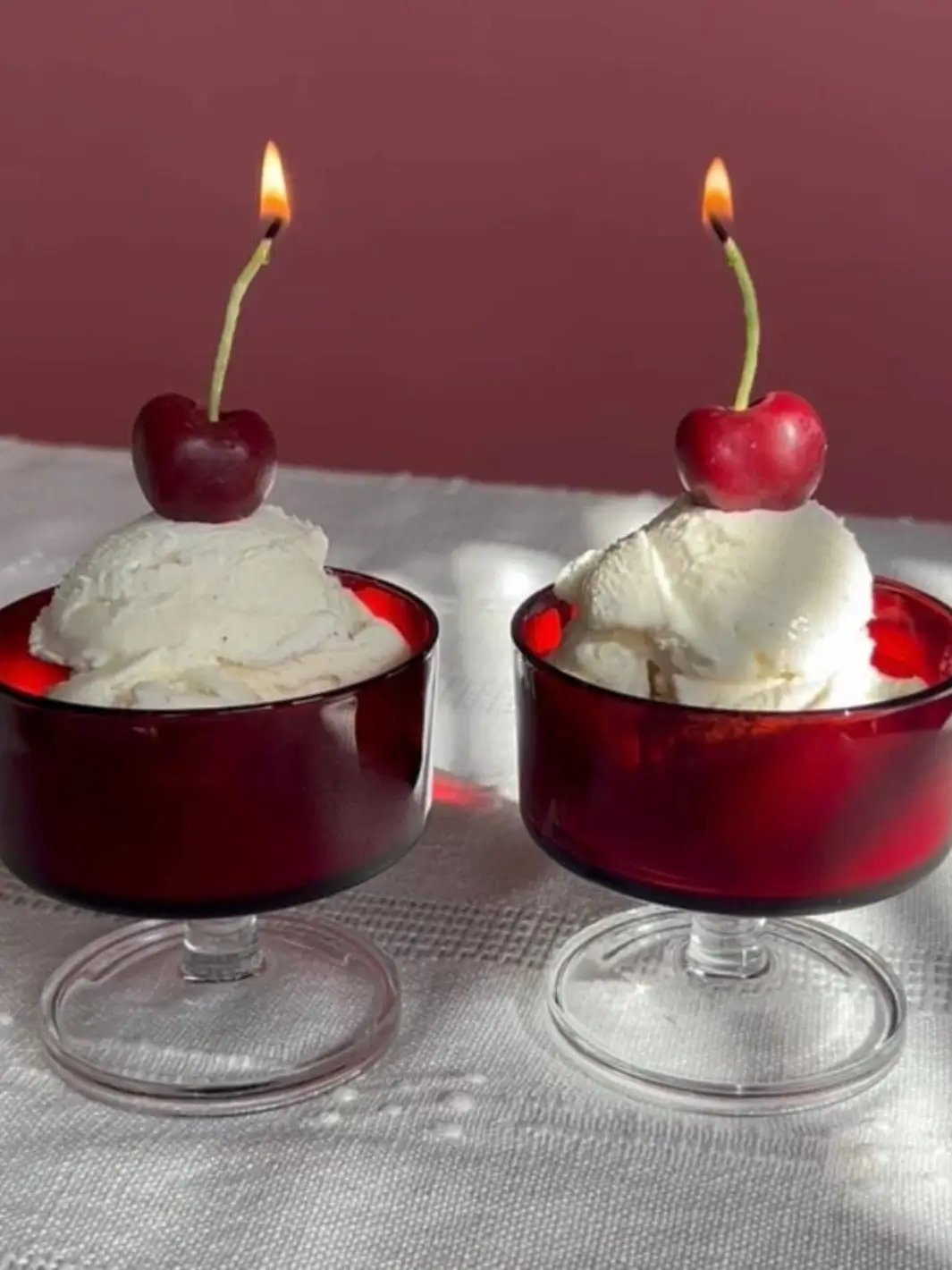 Dark Red Cherry Beeswax Birthday Candles - Image 3
