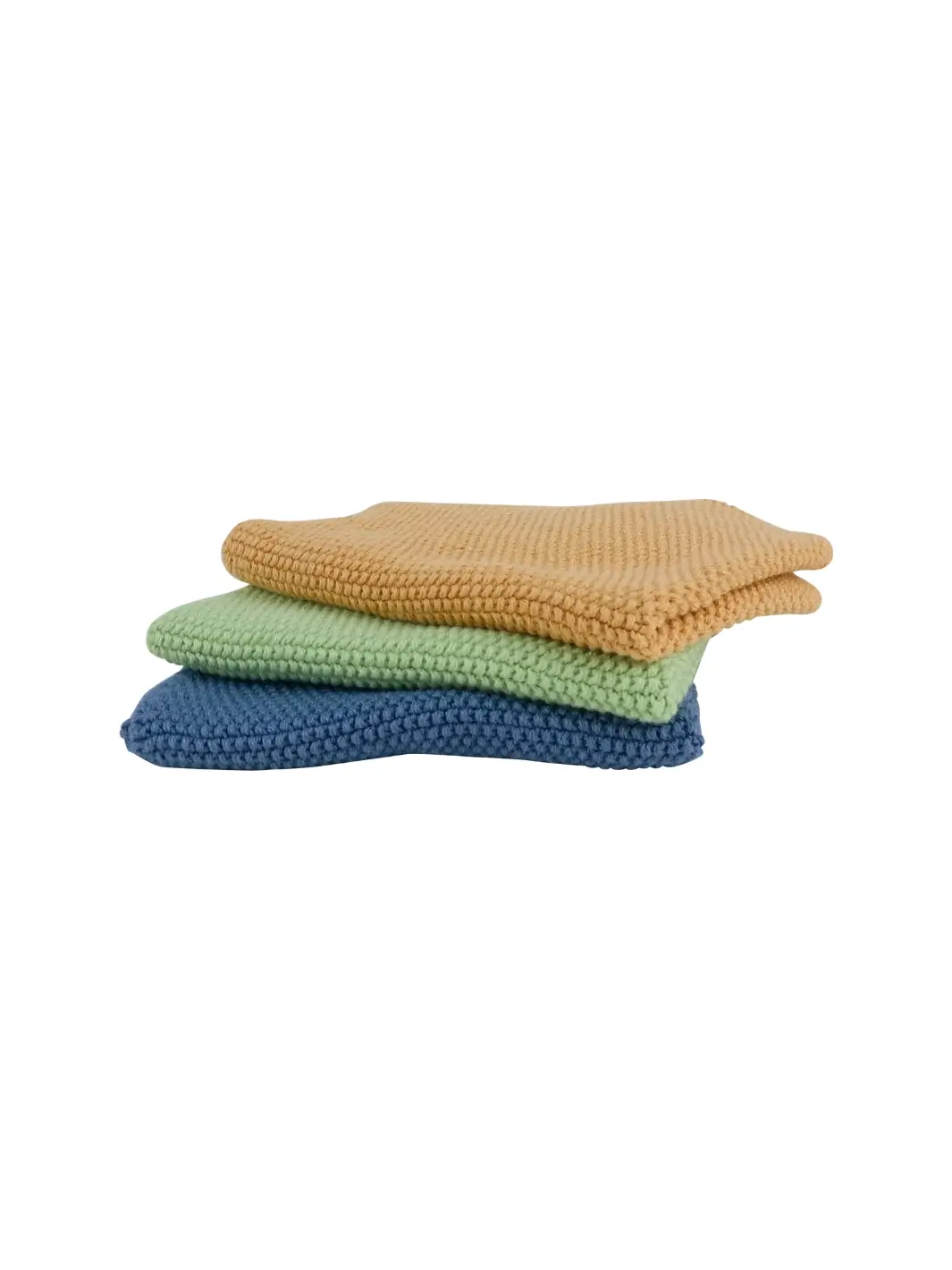 Dishcloth Set of 3, Mustard Yellow, Green, Blue - Image 3
