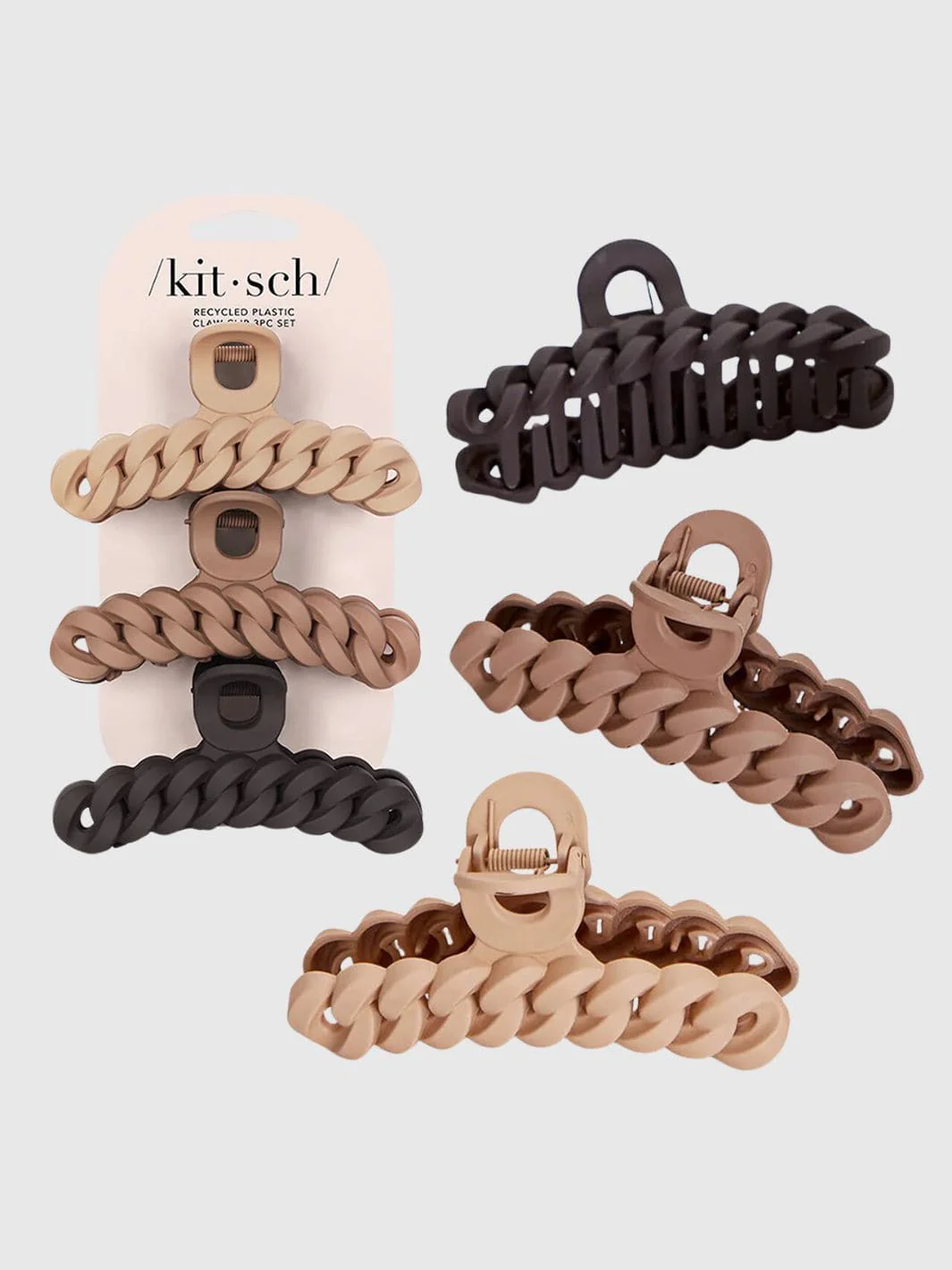 Eco-friendly Chain Claw Clip 3pcs Set - Neutral - Image 3