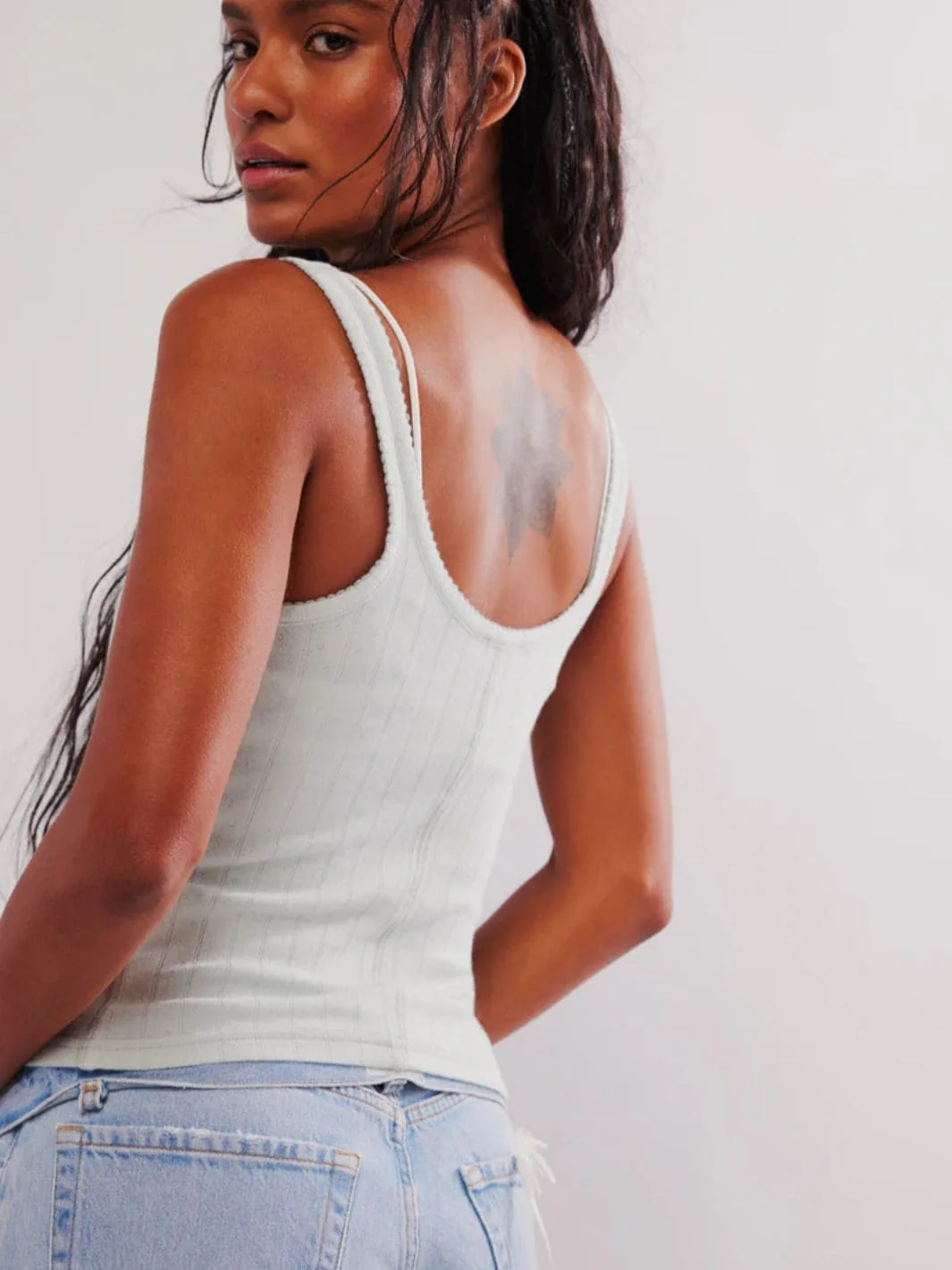End Game Pointelle Tank - Pale Aqua - Image 3