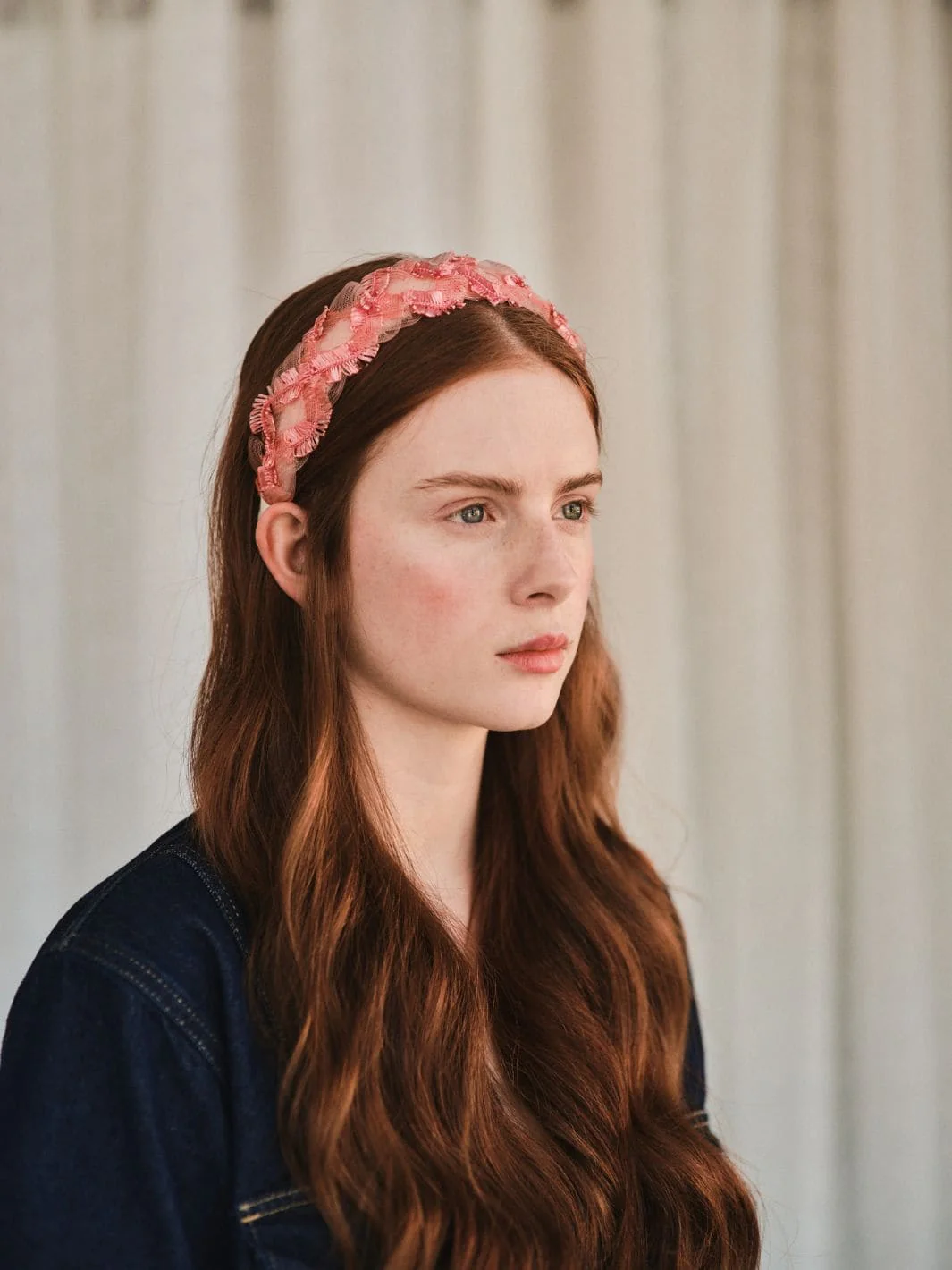 Entwine Vintage Straw Headband - Bright Pink - Image 2