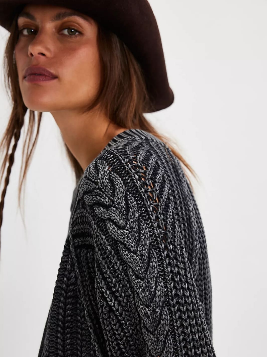 Frankie Cable Sweater - Black - Image 2
