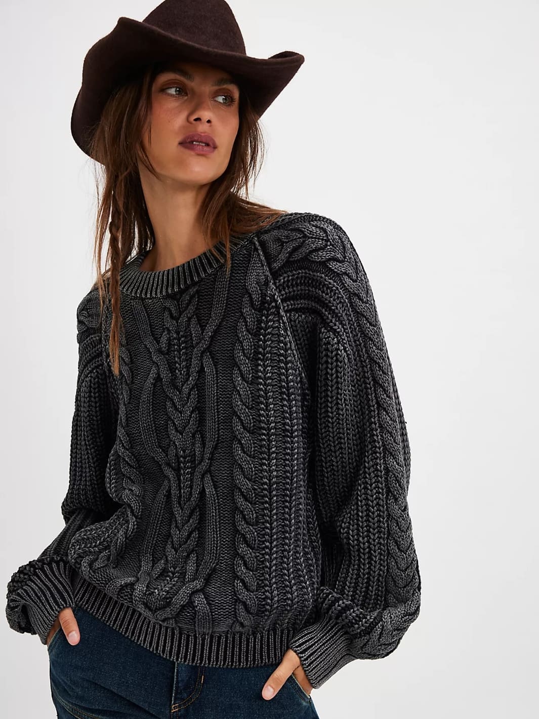 Frankie Cable Sweater - Black - Image 4