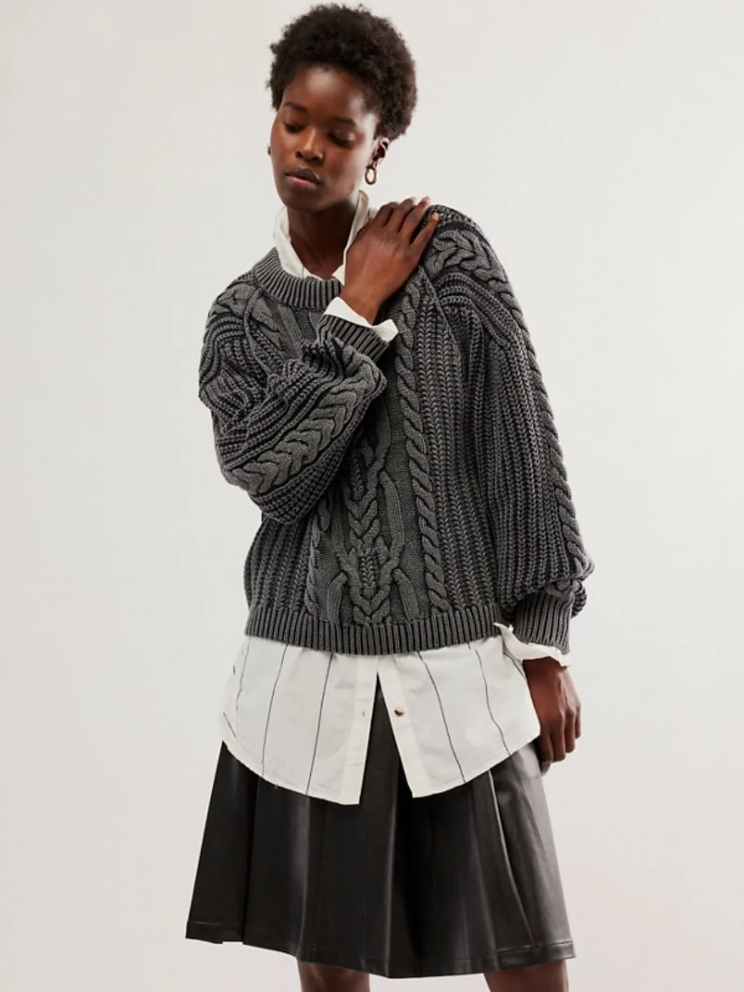 Frankie Cable Sweater - Black - Image 8