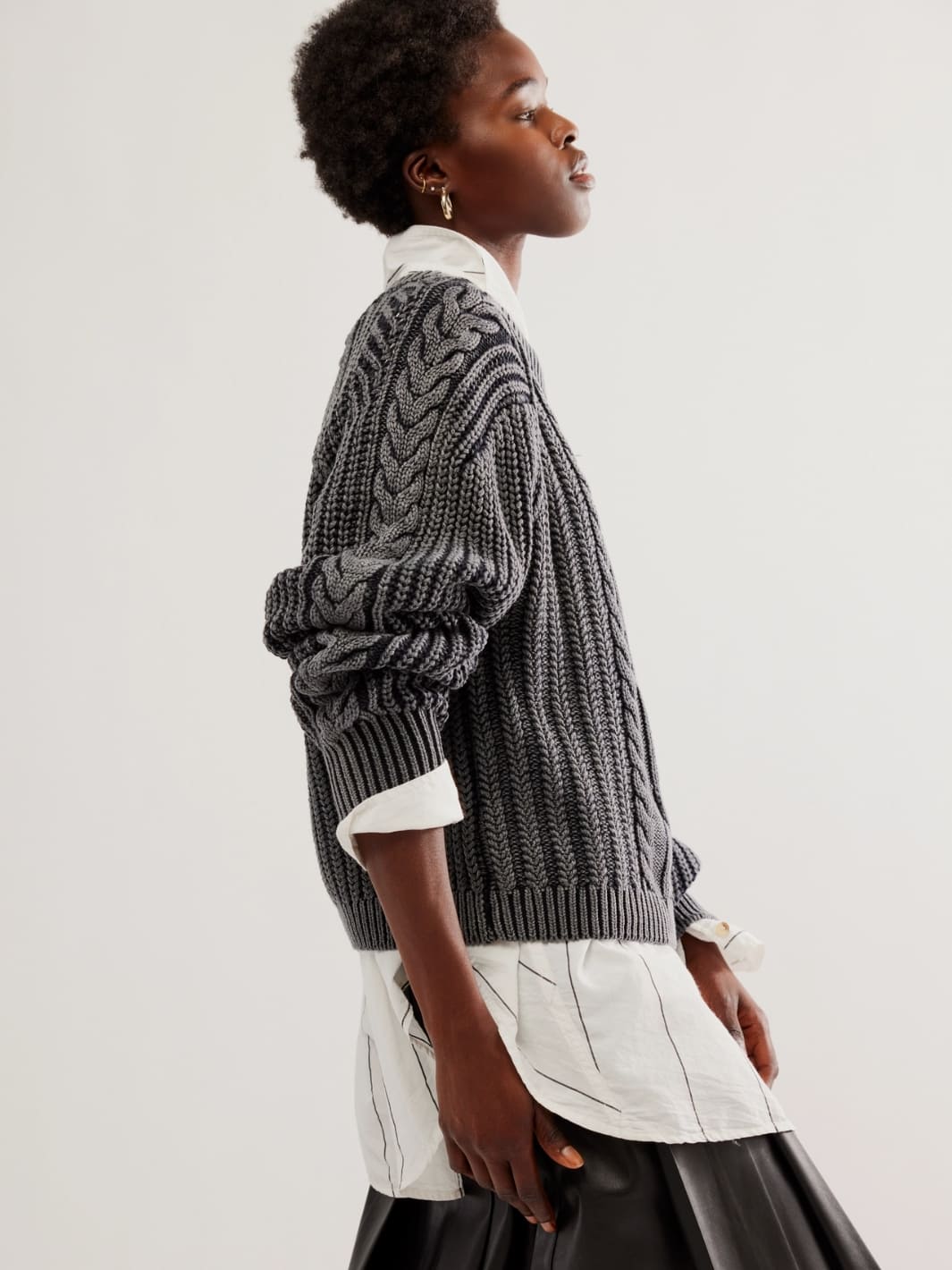 Frankie Cable Sweater - Black - Image 9