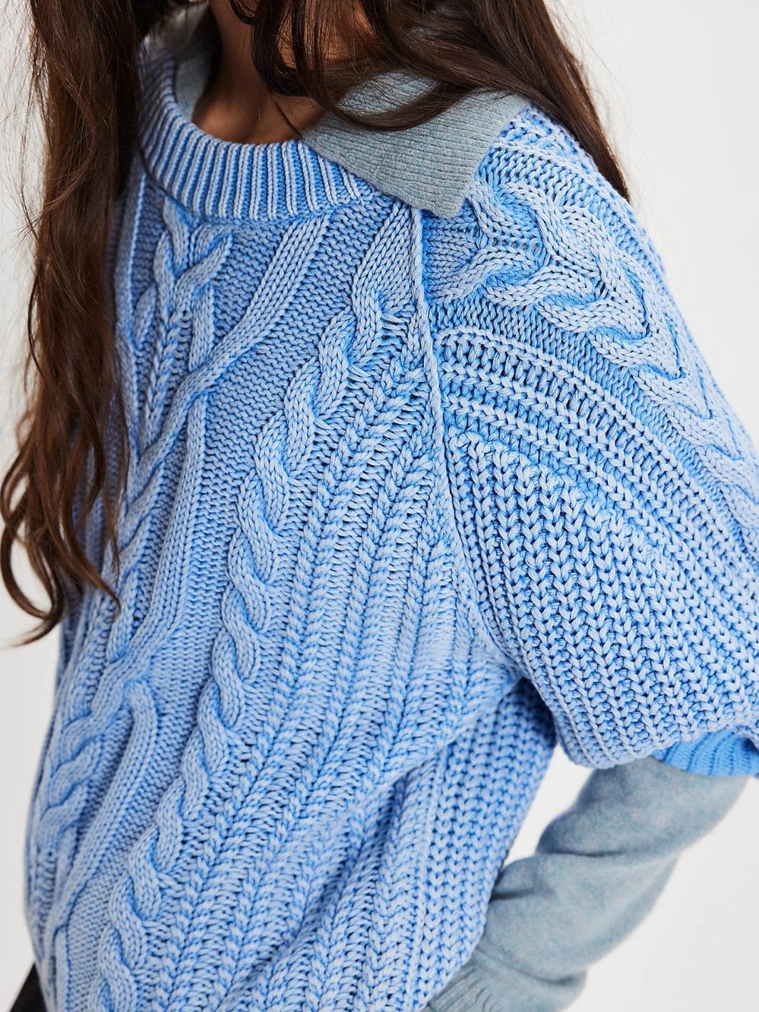 Frankie Cable Sweater - Della Robbia Blue - Image 4