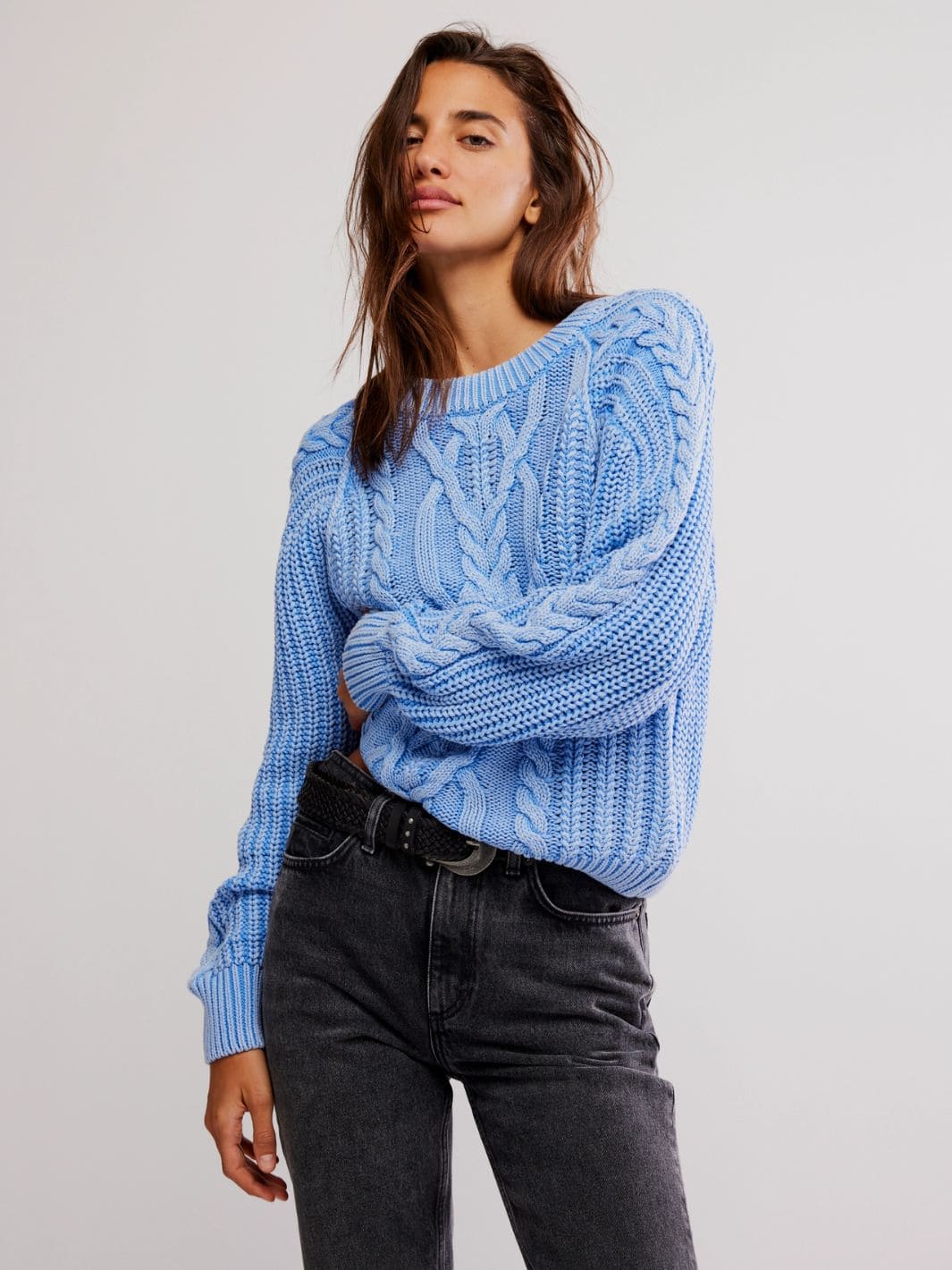 Frankie Cable Sweater - Della Robbia Blue - Image 6