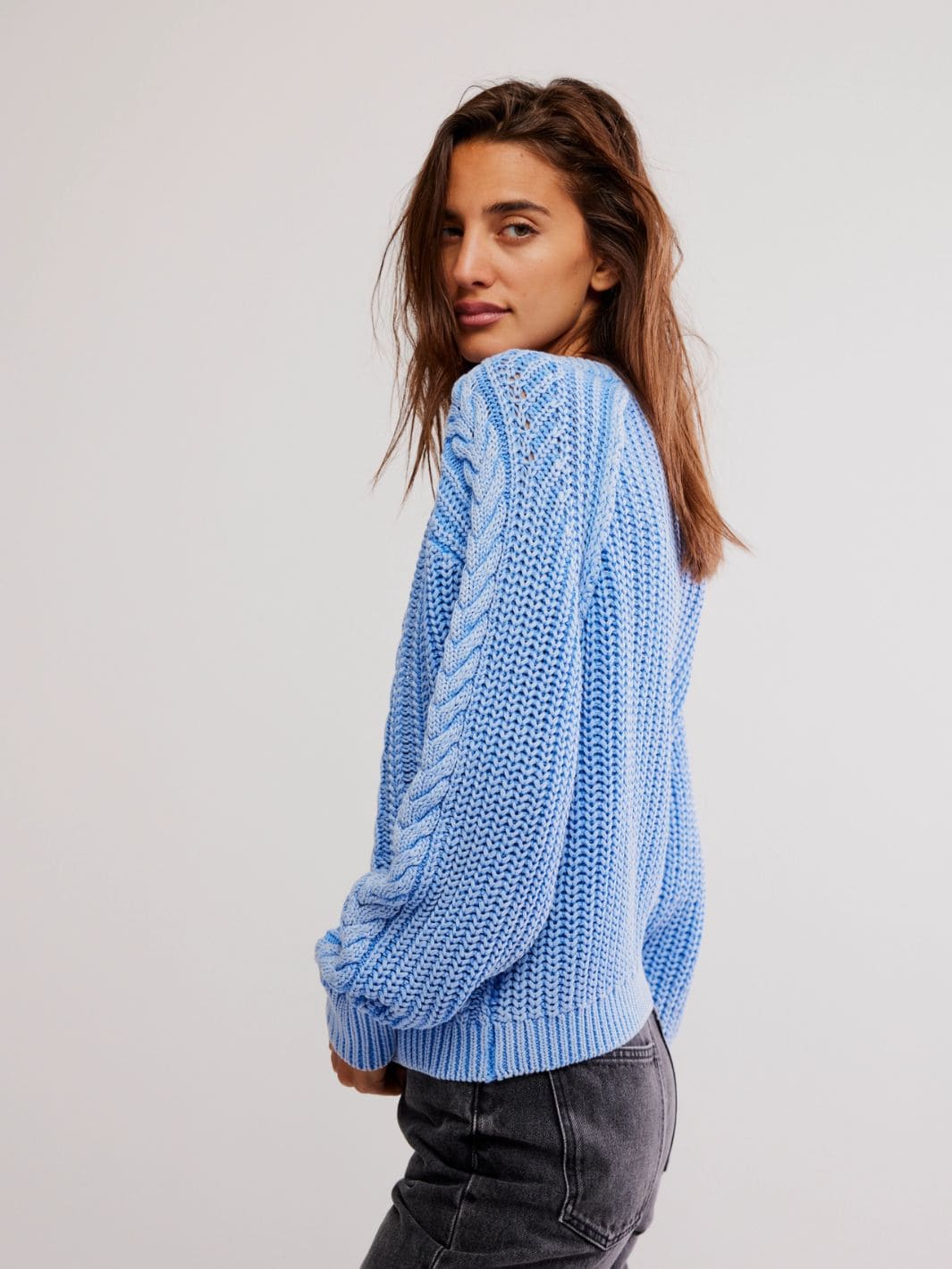 Frankie Cable Sweater - Della Robbia Blue - Image 7