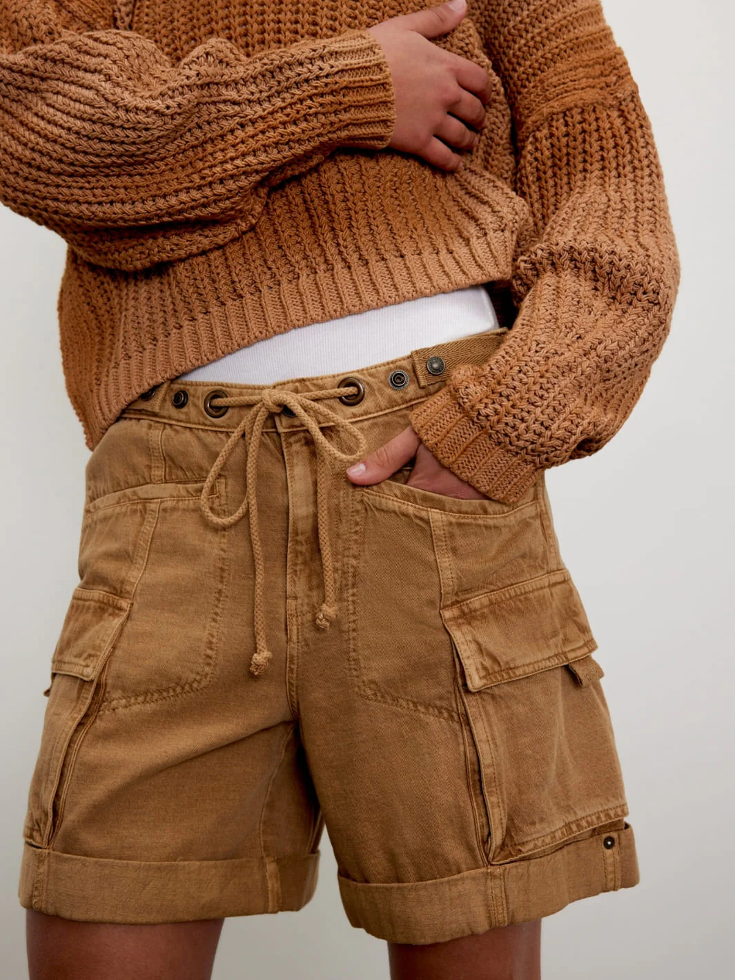 Frankie Washed Shorts - Iced Coffee - Image 5