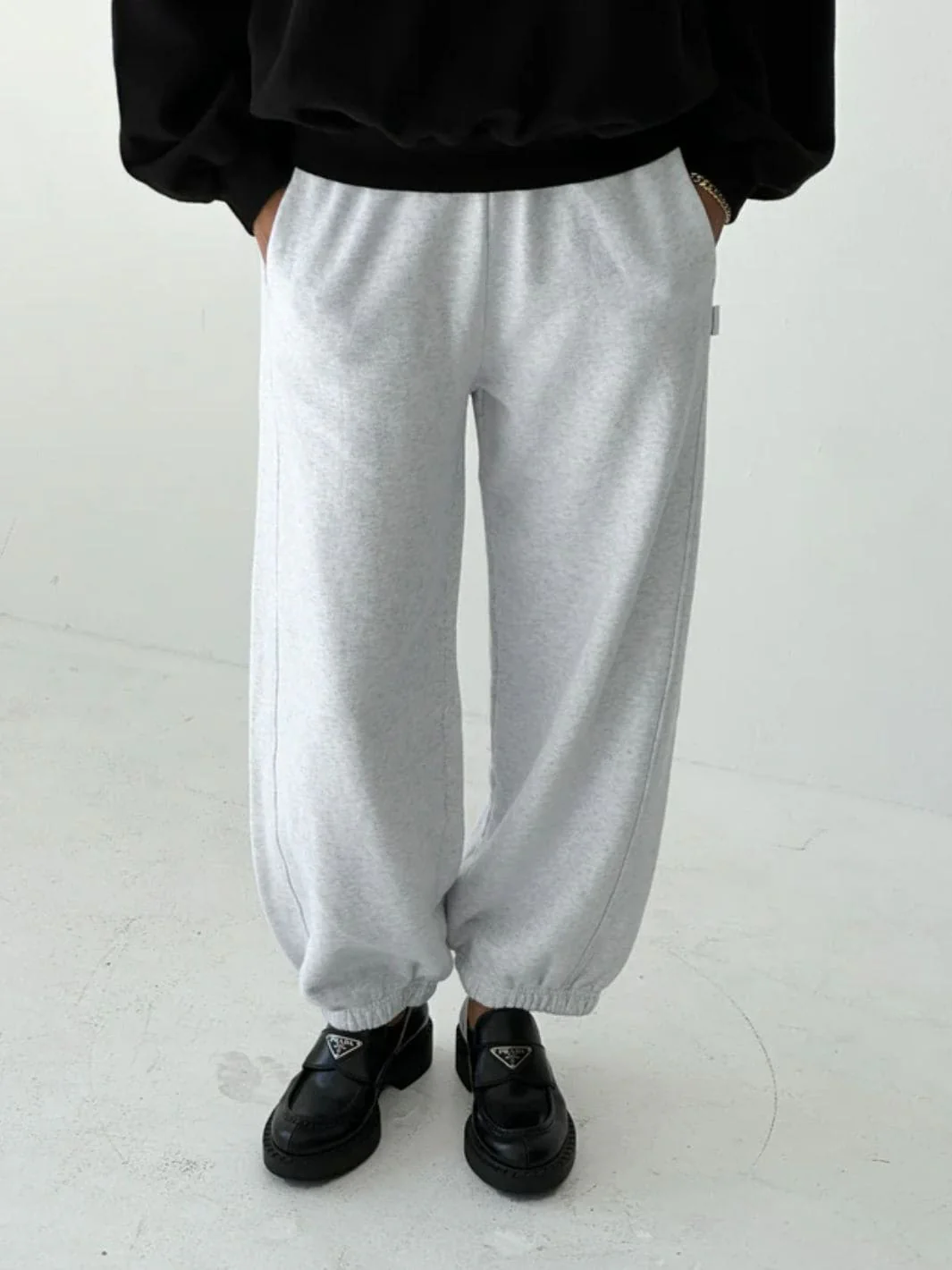 French Terry Balloon Pants - Icy Grey - Image 2