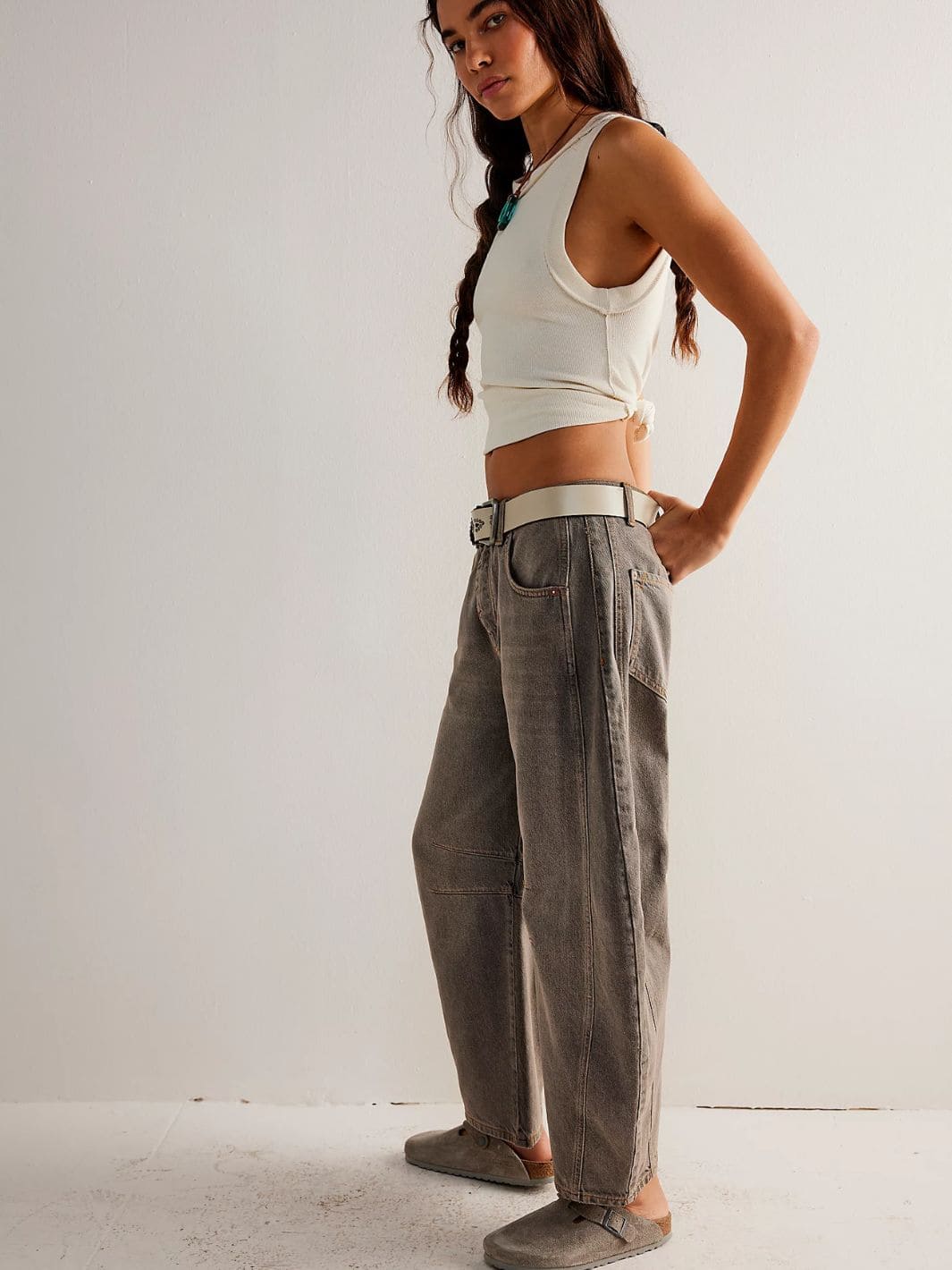Good Luck Mid-Rise Barrel Jeans - Archive Grey - Image 6