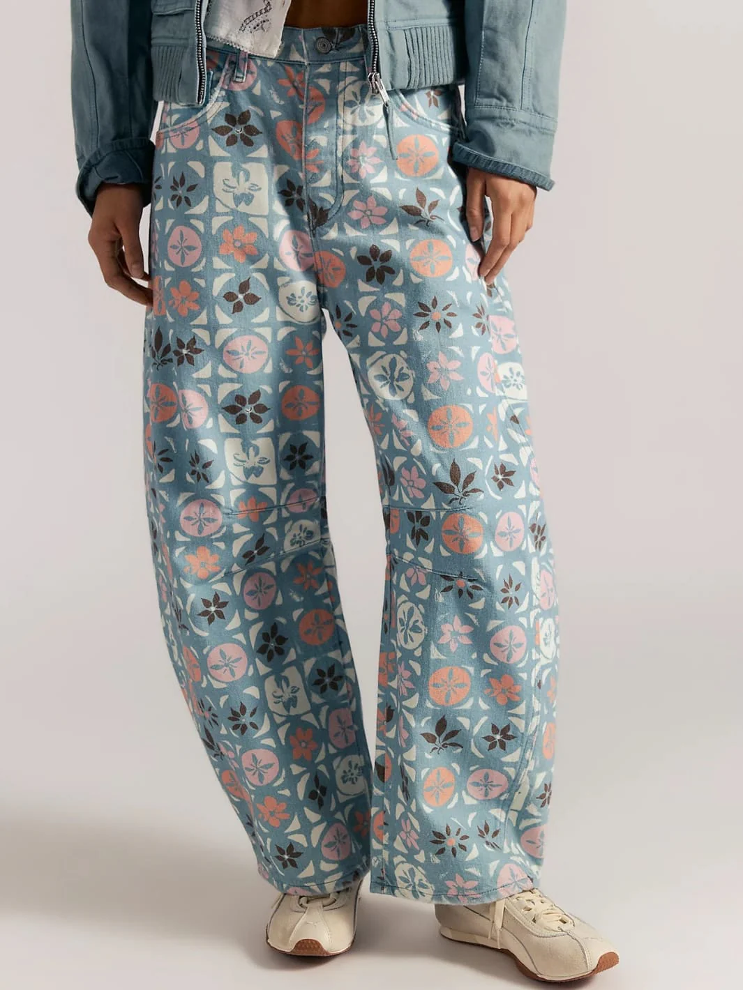 Good Luck Printed Barrel Jeans - Jade Combo Ditsy Block - Image 2