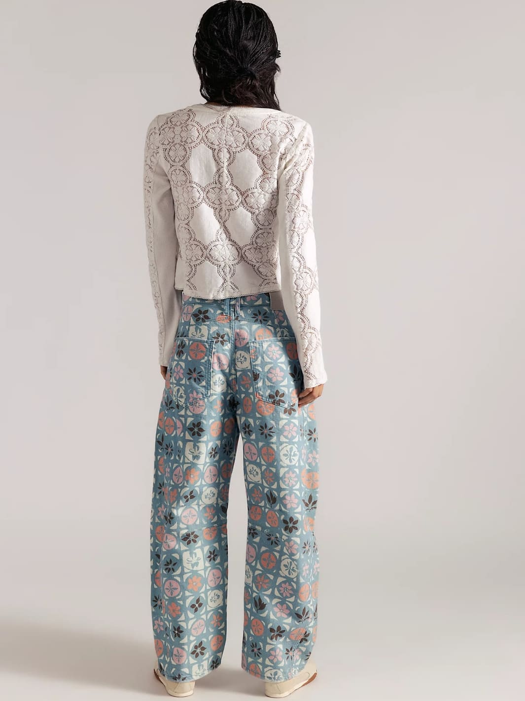 Good Luck Printed Barrel Jeans - Jade Combo Ditsy Block - Image 4