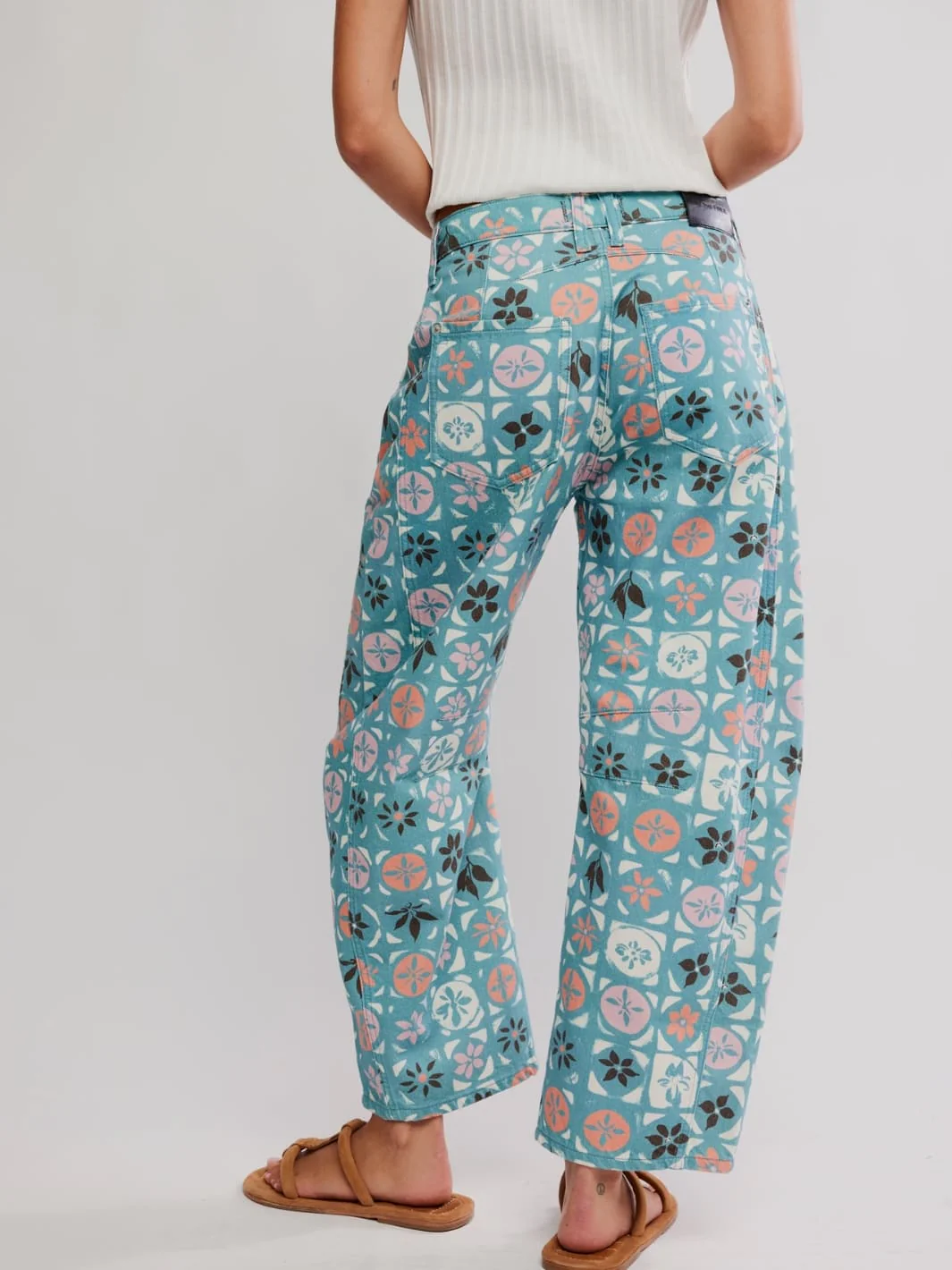 Good Luck Printed Barrel Jeans - Jade Combo Ditsy Block - Image 8