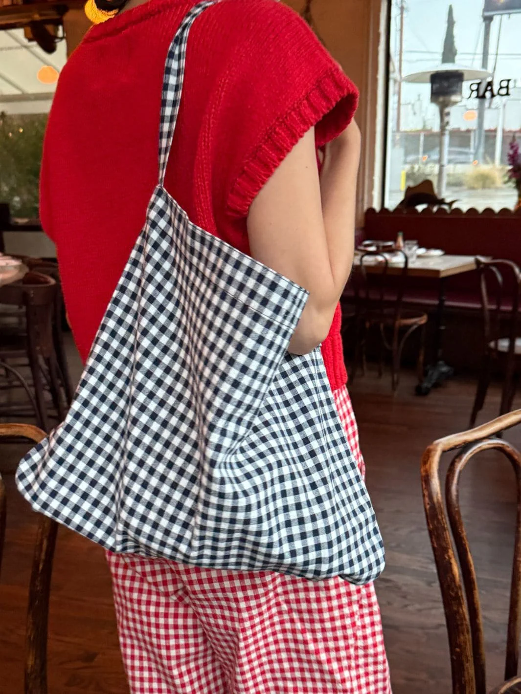 Happy Carry Bag - Navy Gingham - Image 6